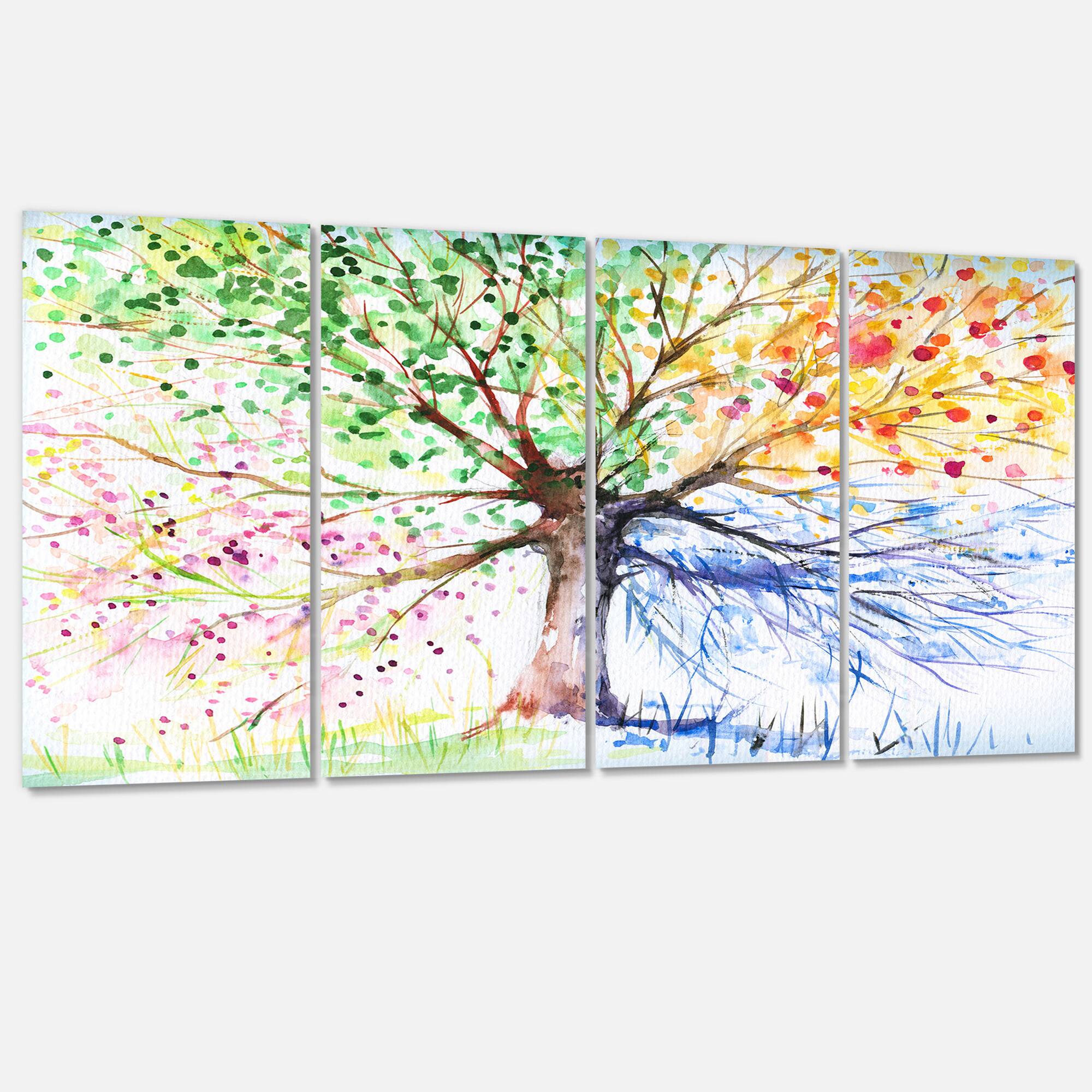 Designart - Four Seasons Tree - Floral Art Canvas Print