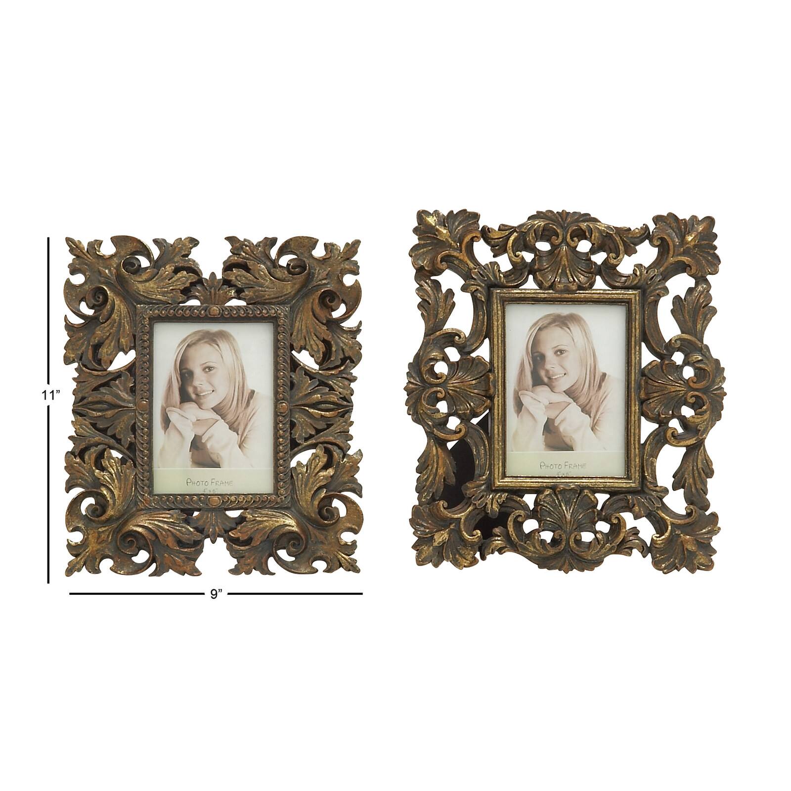 2 Pack Gold Polystone Traditional 4&#x22; x 6&#x22; Frames