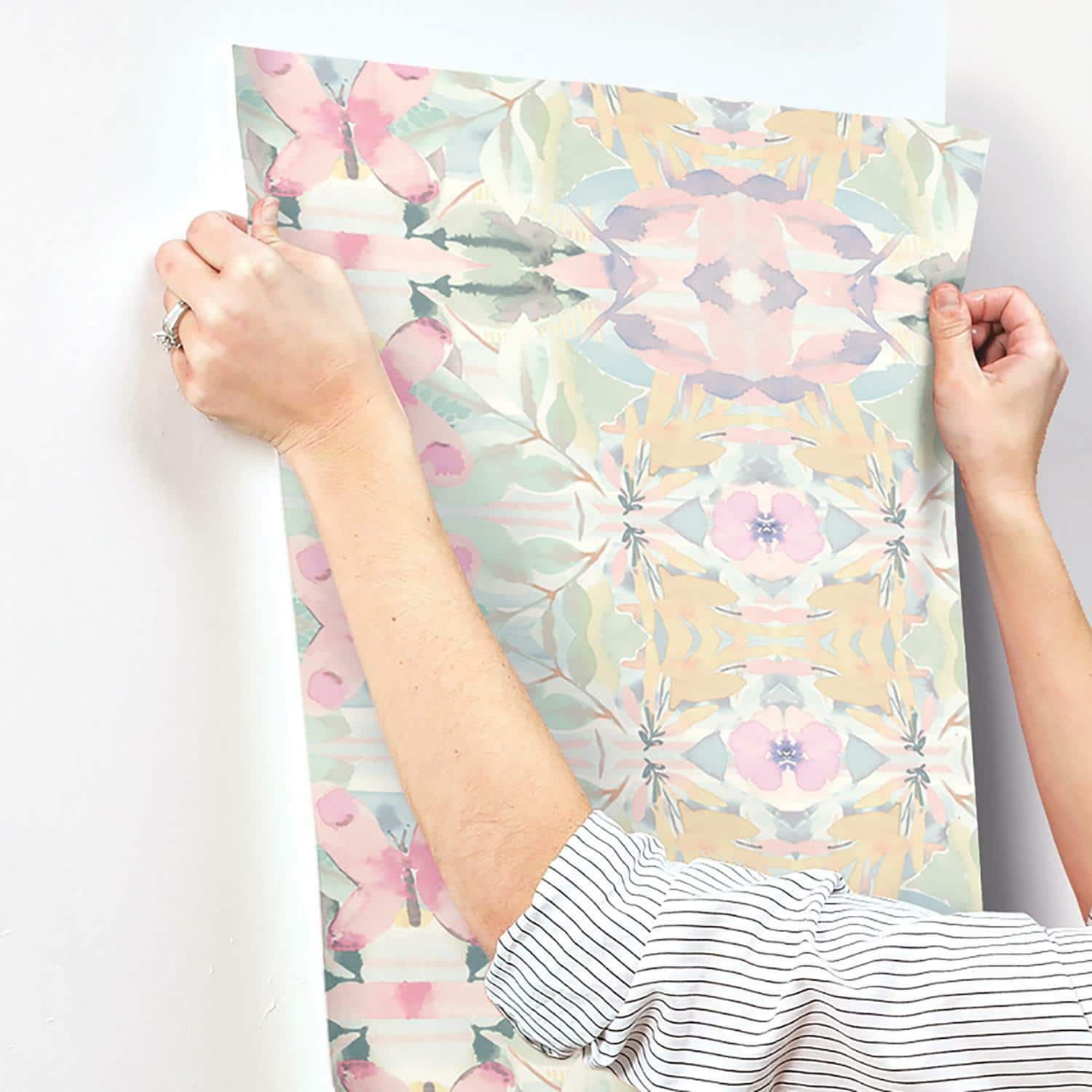 RoomMates Synchronized Floral Peel &#x26; Stick Wallpaper