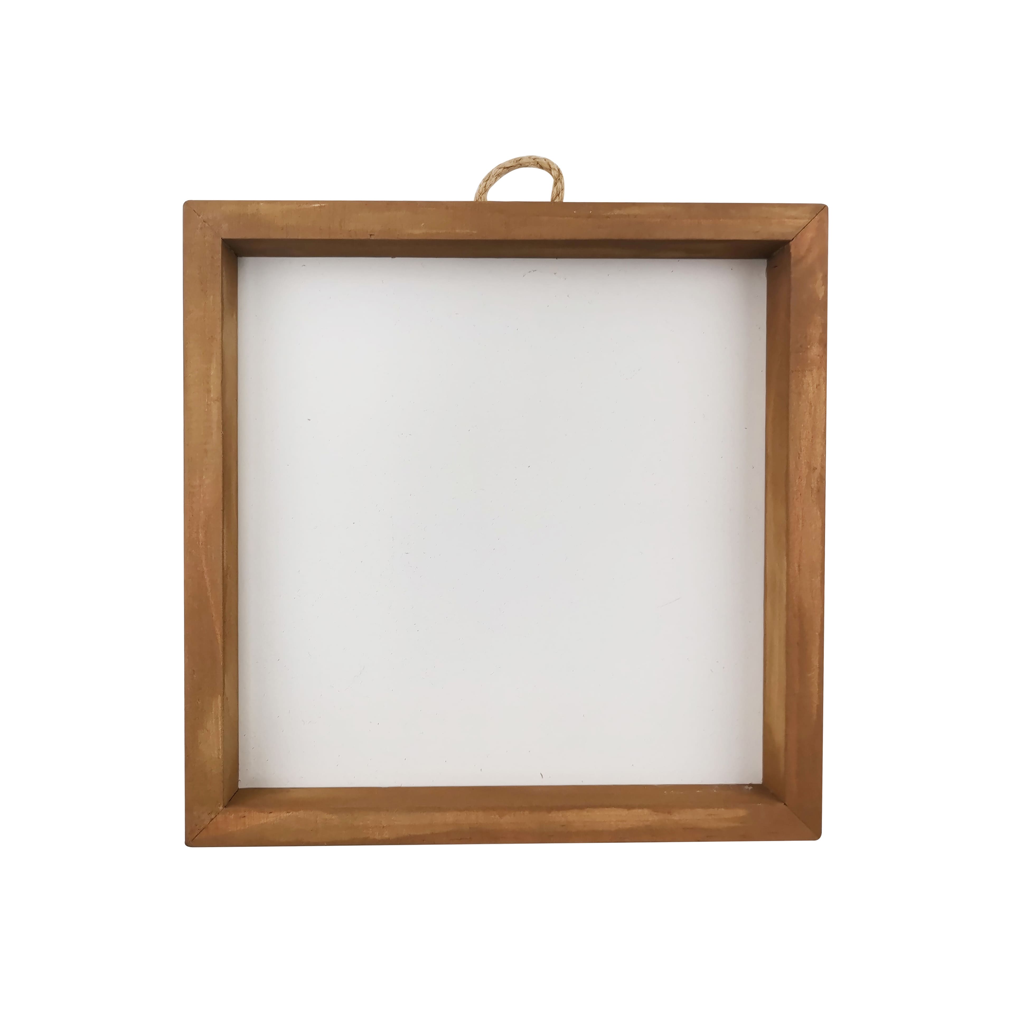 12 Pack: 8" x 8" White Plaque with Brown Frame by Make Market®