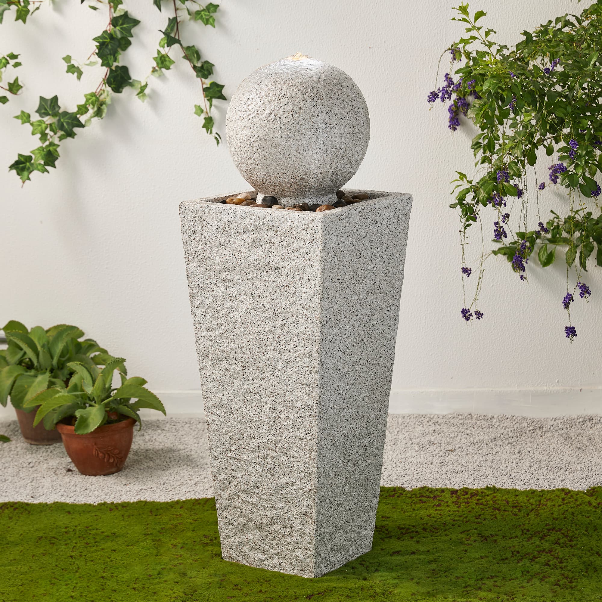 Glitzhome&#xAE; 3.5ft LED Pedestal &#x26; Sphere Outdoor Fountain