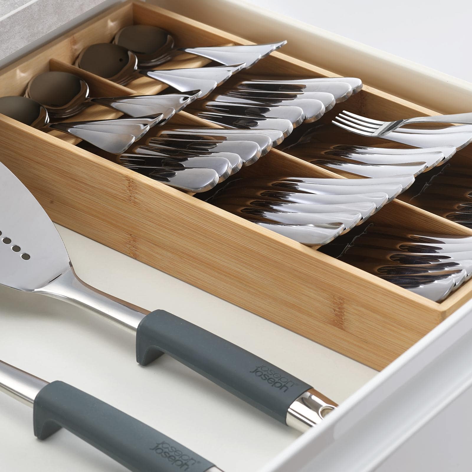 Joseph Joseph DrawerStore Bamboo Large Compact Cutlery Organizer