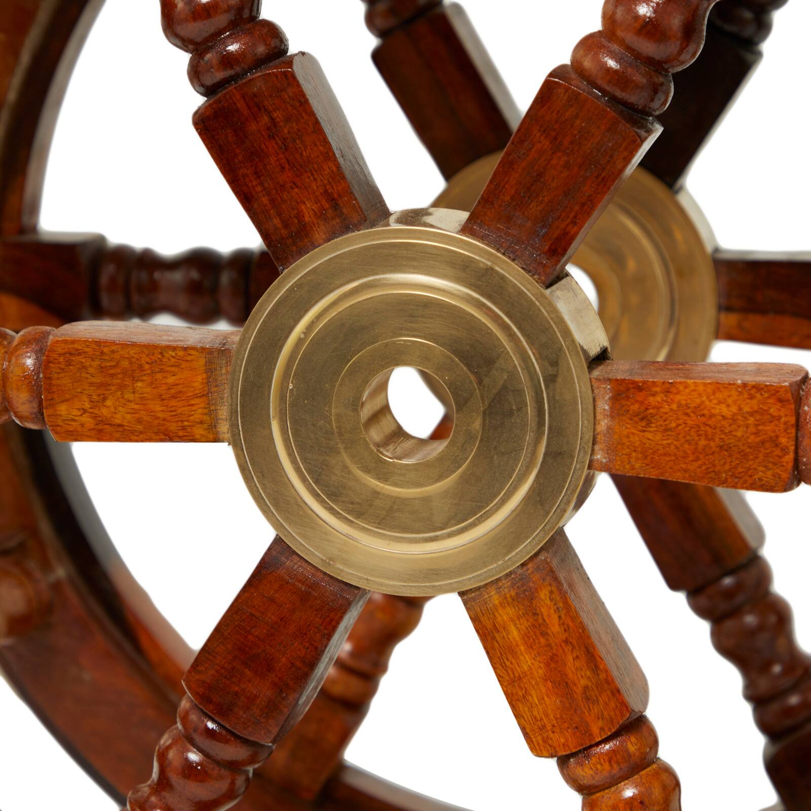 20" Brown Brass Nautical Accent Table