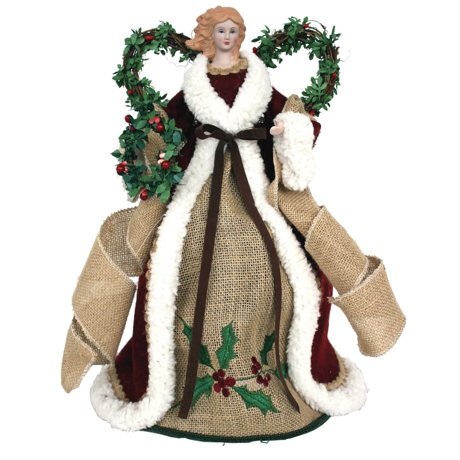 Santa&#x27;s Workshop 16&#x22; Country Poinsettia Angel Tree Topper