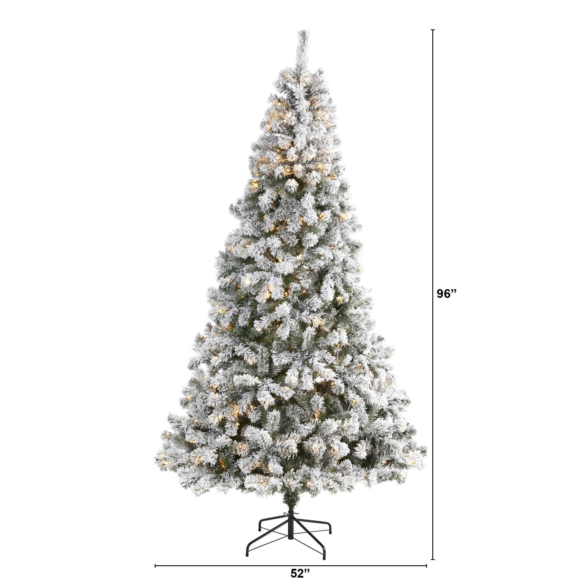 8ft. Pre-Lit Flocked West Virginia Fir Artificial Christmas Tree, Clear LED Lights