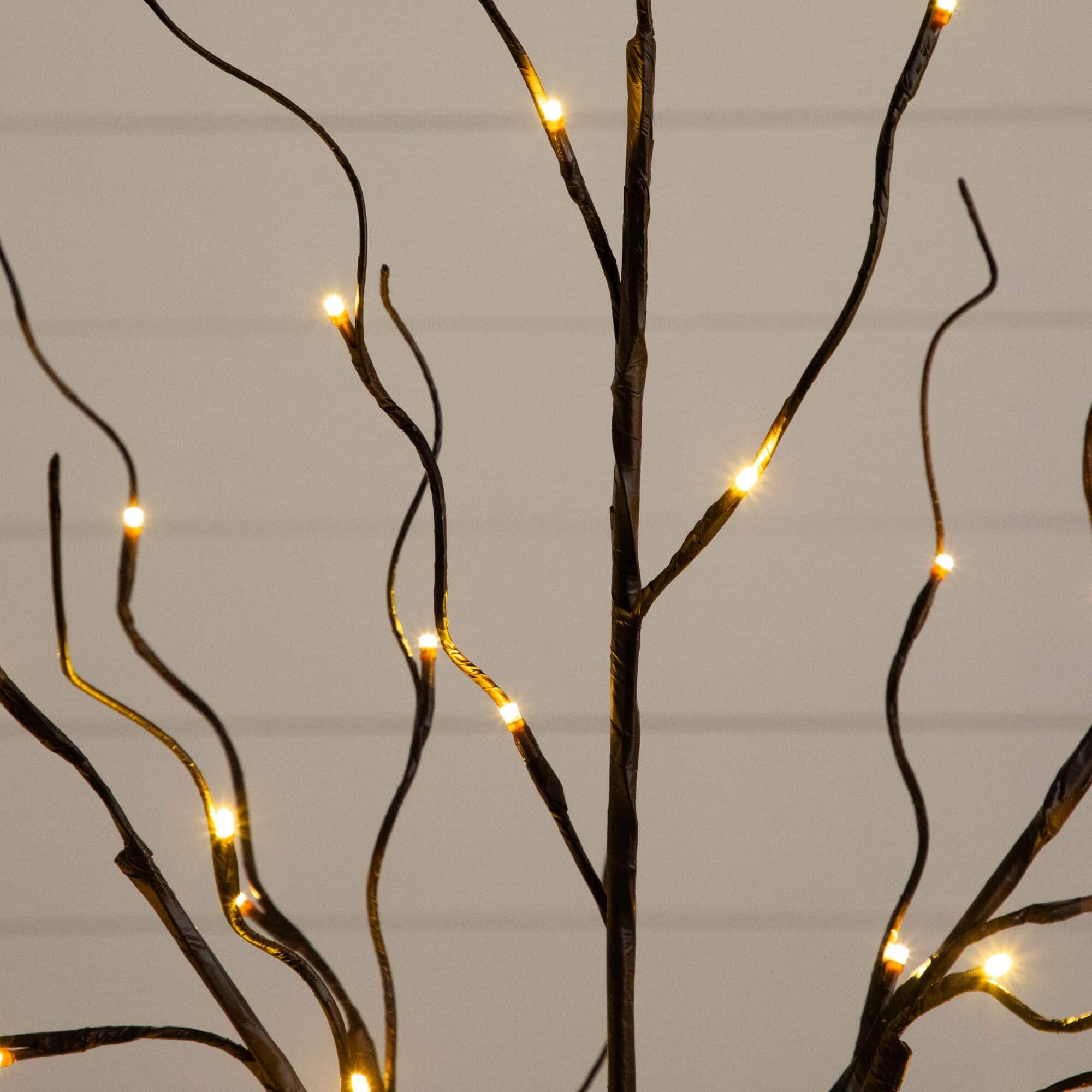 3ft. 5ft. 6ft. Artificial Brown Birch Trees with Warm White LED Lights - Set of 3