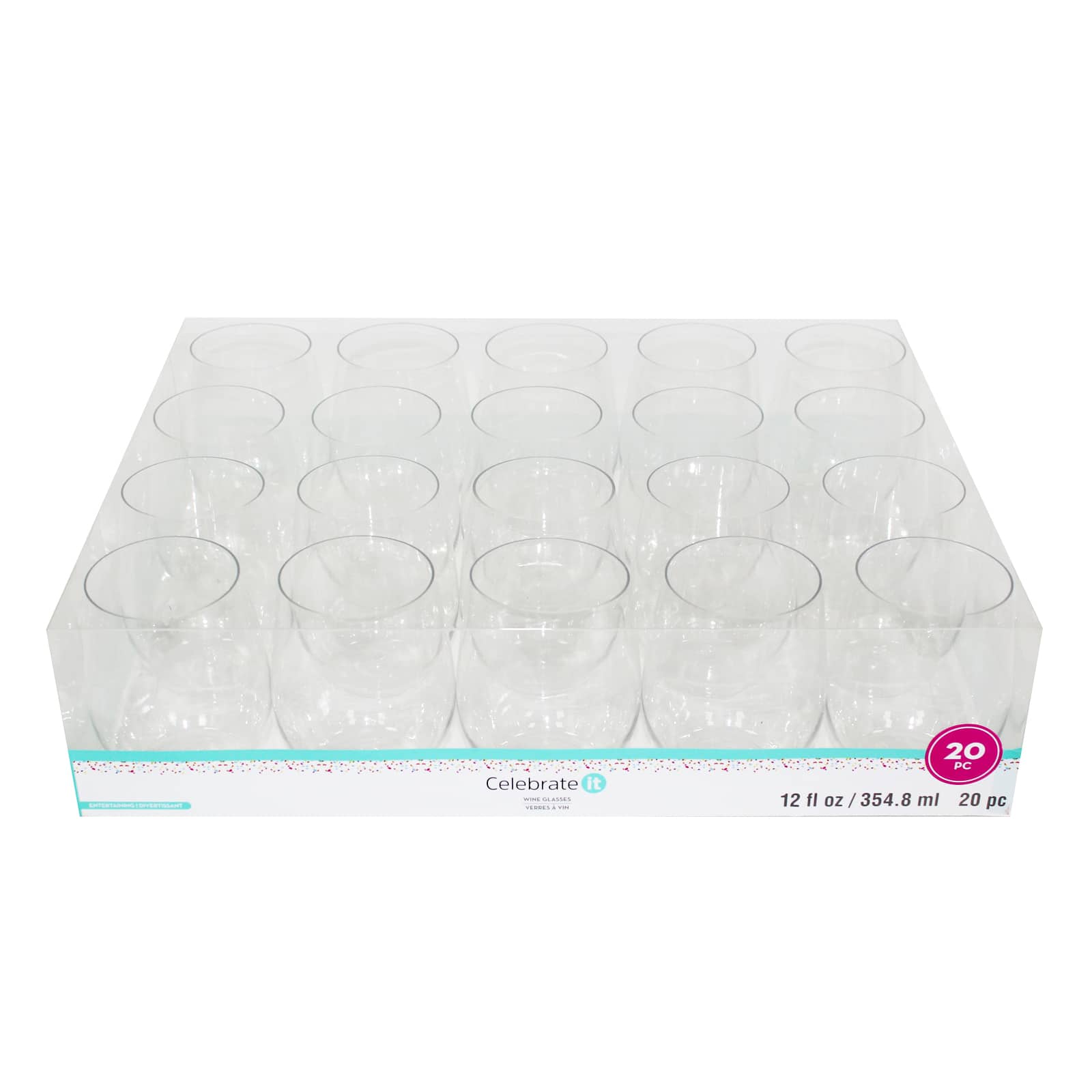 12 Packs: 20 ct. (240 total) 12oz. Stemless Wine Glasses by Celebrate It&#x2122;