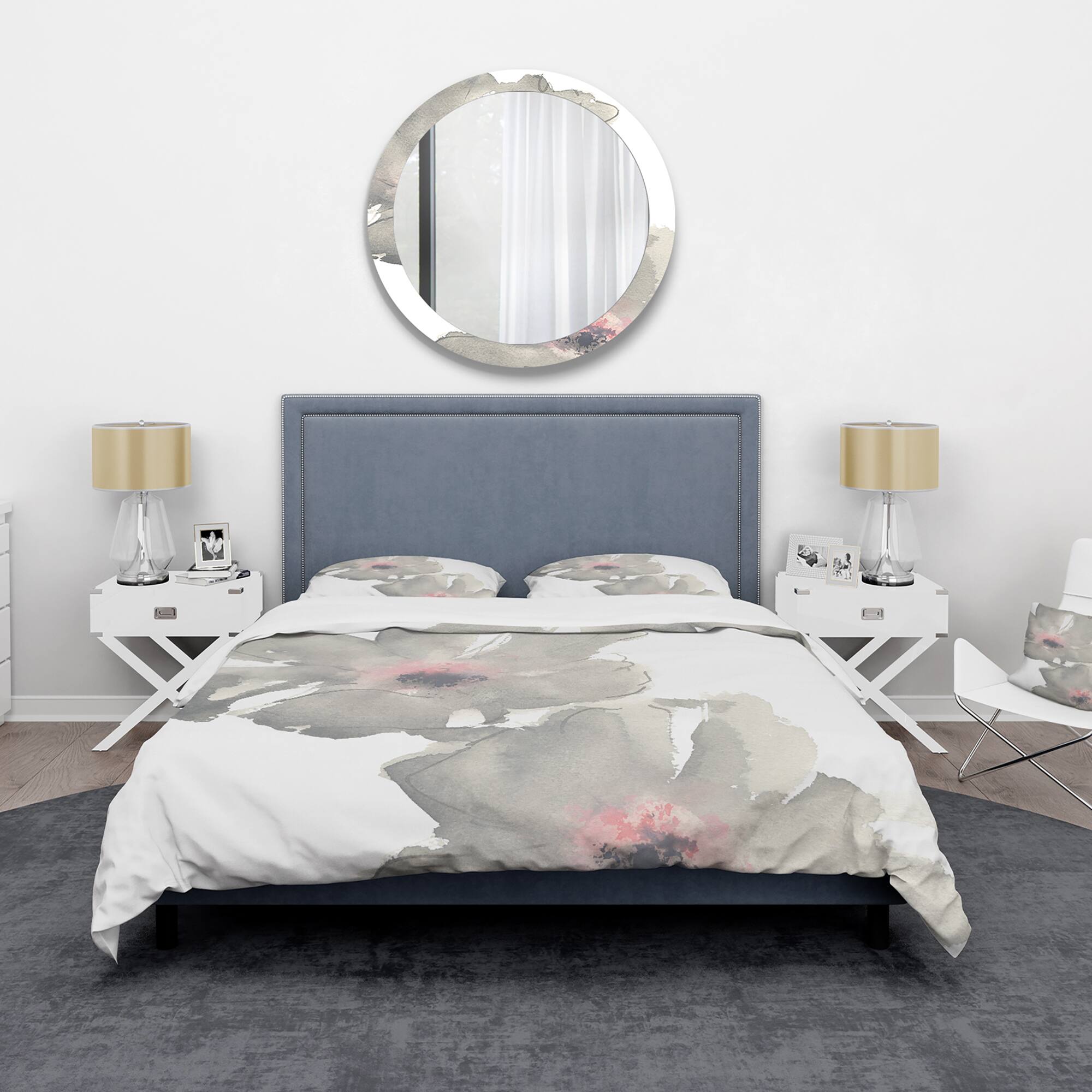 Designart &#x27;Shabby Gray Blush Cosmo II&#x27; Shabby Bedding Set - Duvet Cover &#x26; Shams