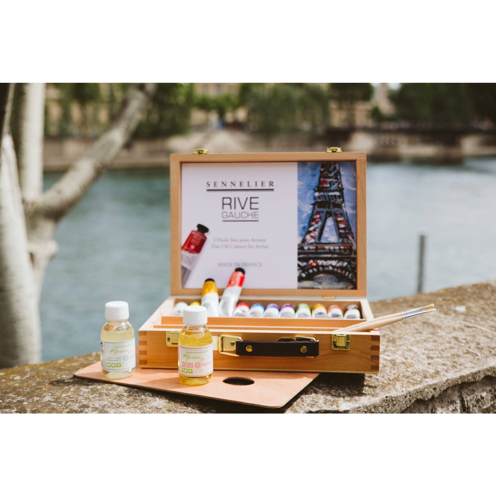 Sennelier Rive Gauche 12 Color &#x26; Accessories Oil Paint Wood Box Set