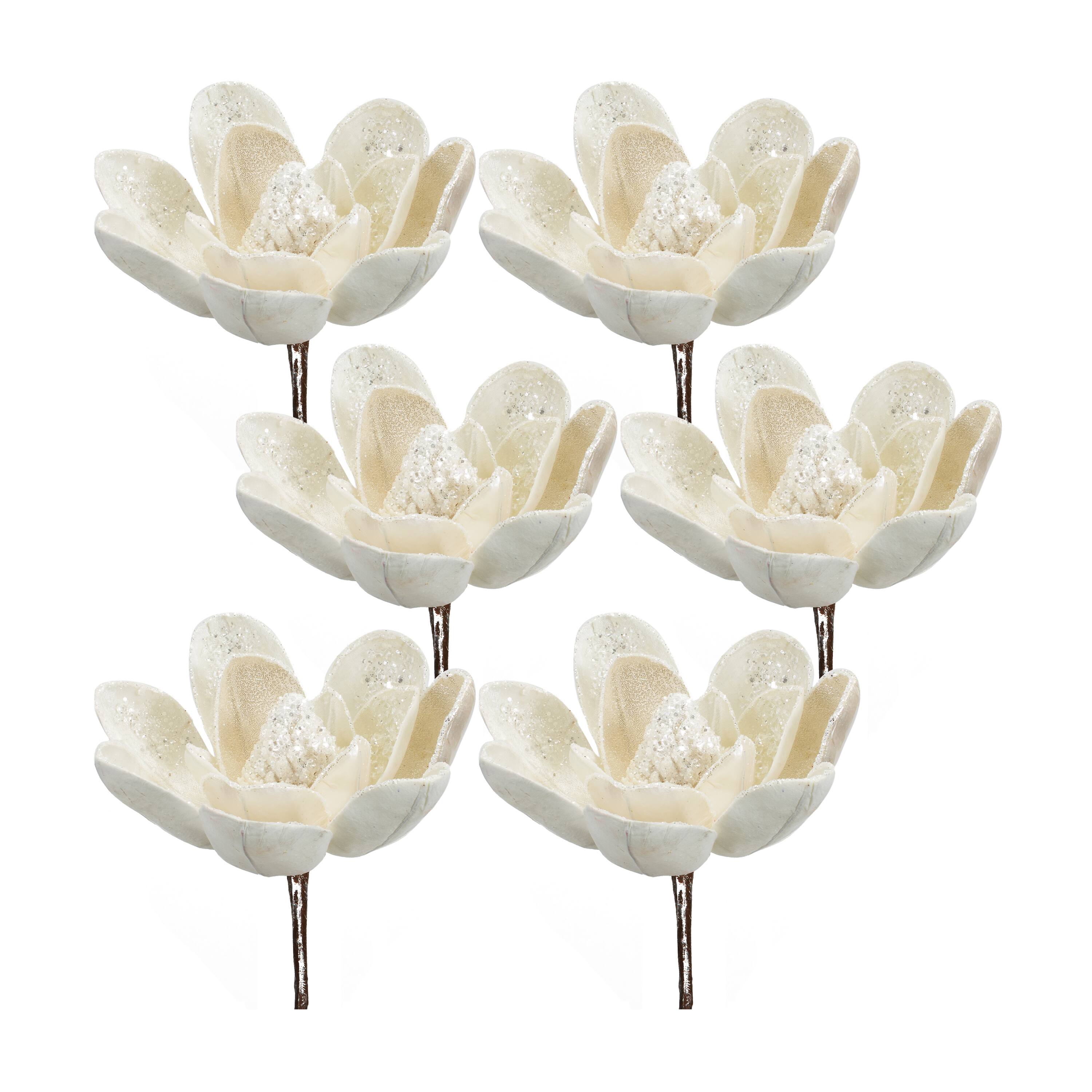 20&#x22; White Magnolia Stem, 6ct.