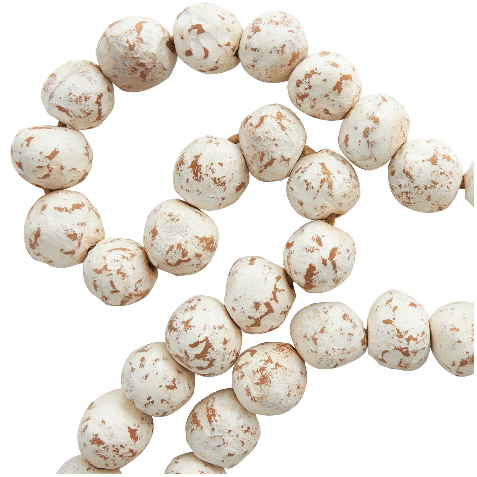 5ft. Paper Mache Round Distressed Beaded Garland with Tassel
