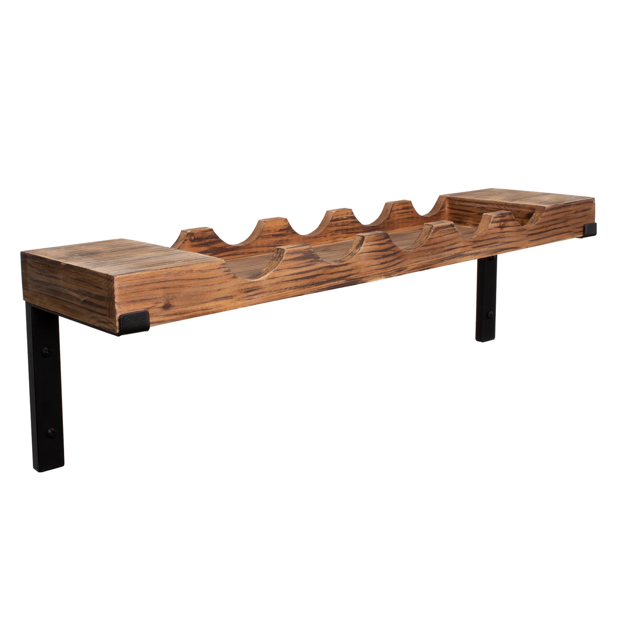 Rustic Wooden Wine Bottle Holder Display Rack