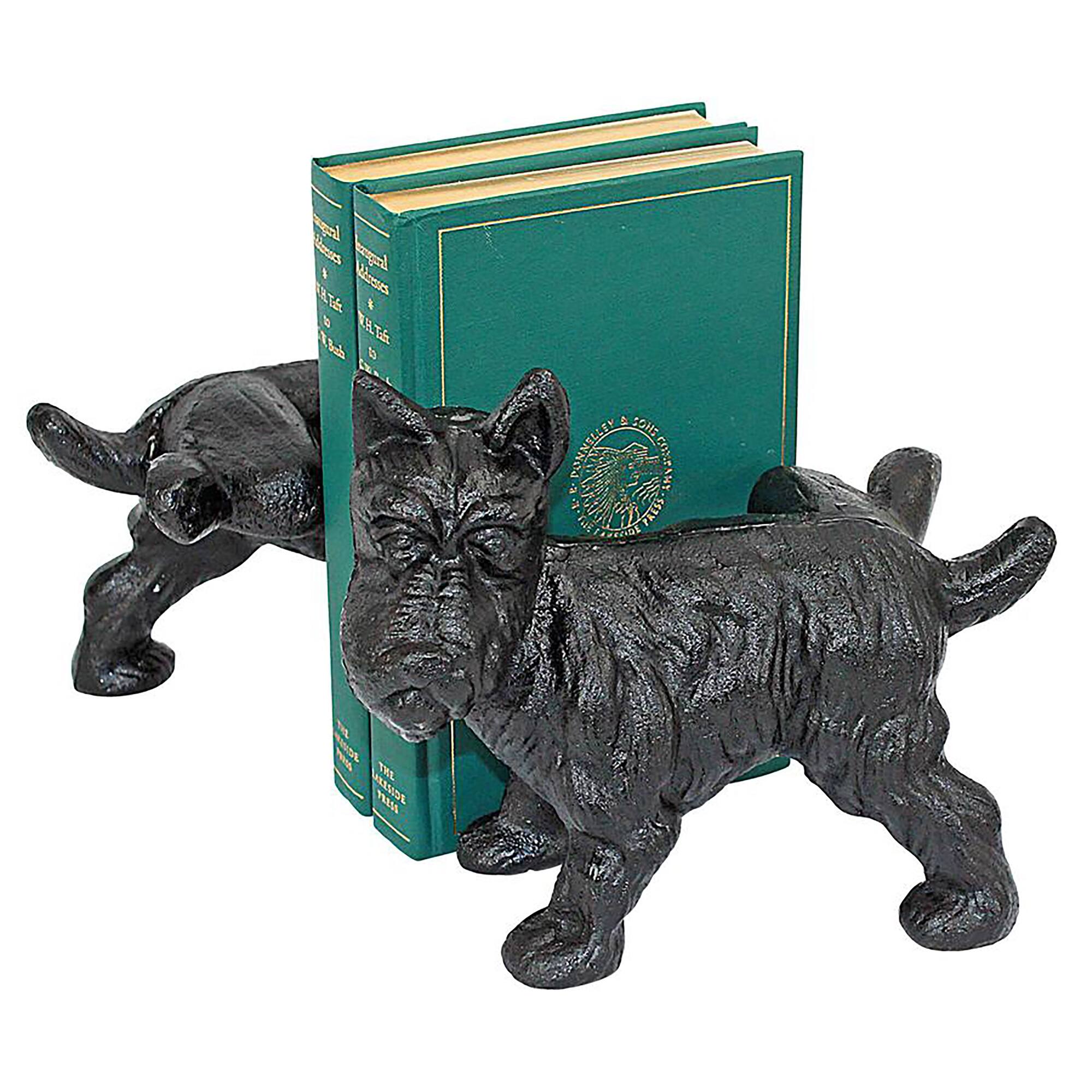 Design Toscano 6&#x22; Naughty Peeing Scotty Dog Cast Iron Sculptural Bookends, 2ct.