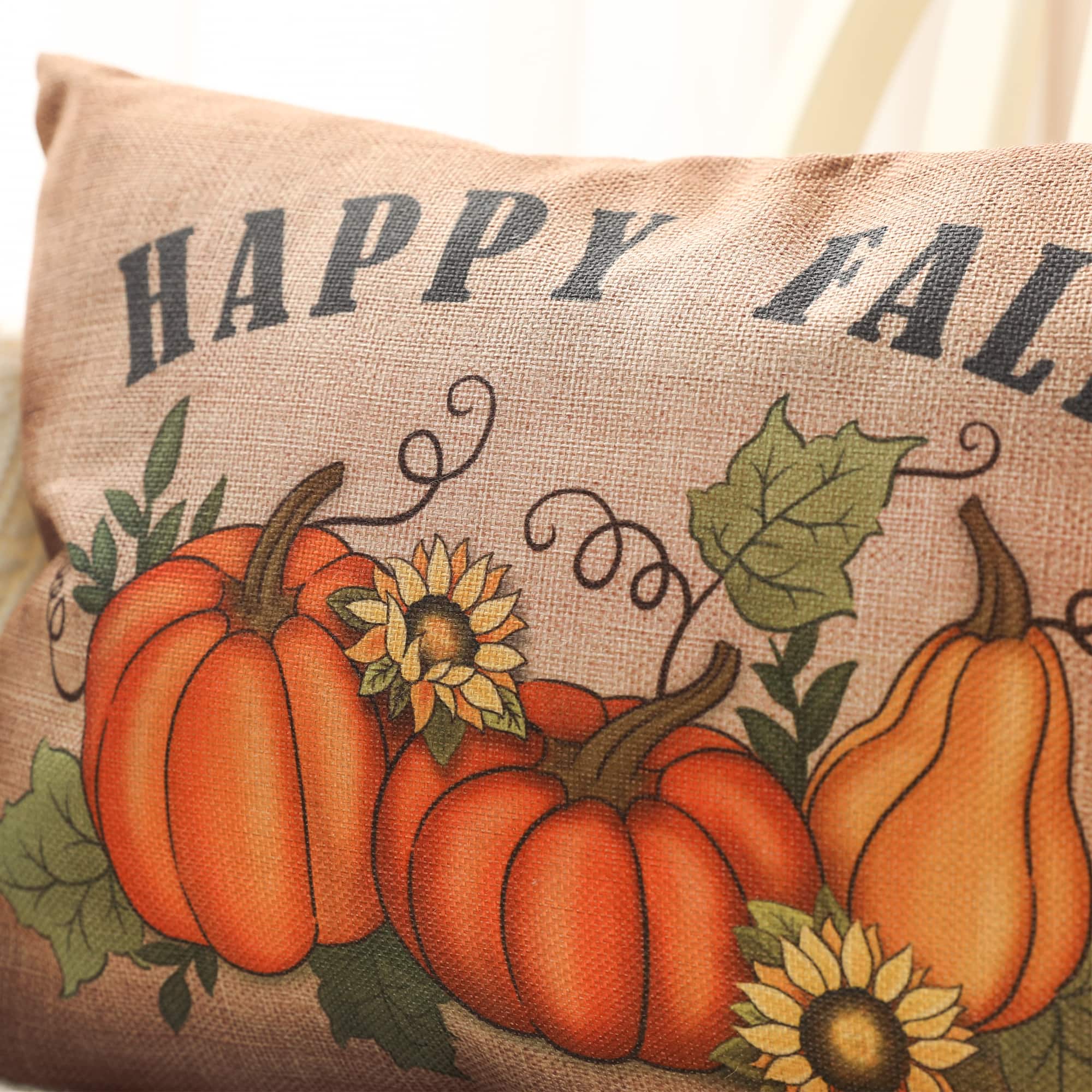 Glitzhome&#xAE; Faux Burlap Fall Pumpkin Pillow