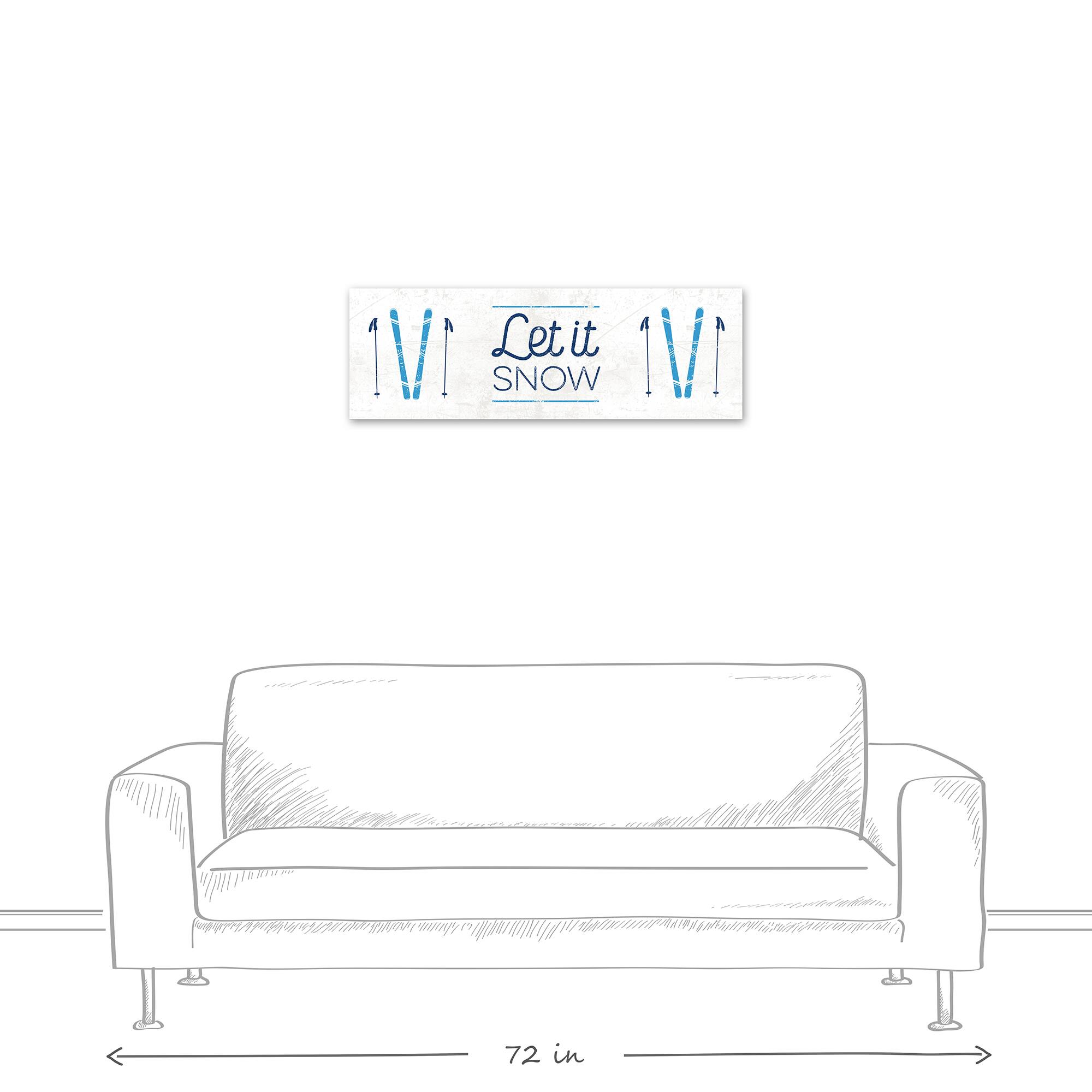 Let It Snow Skis 36x12 Canvas Wall Art