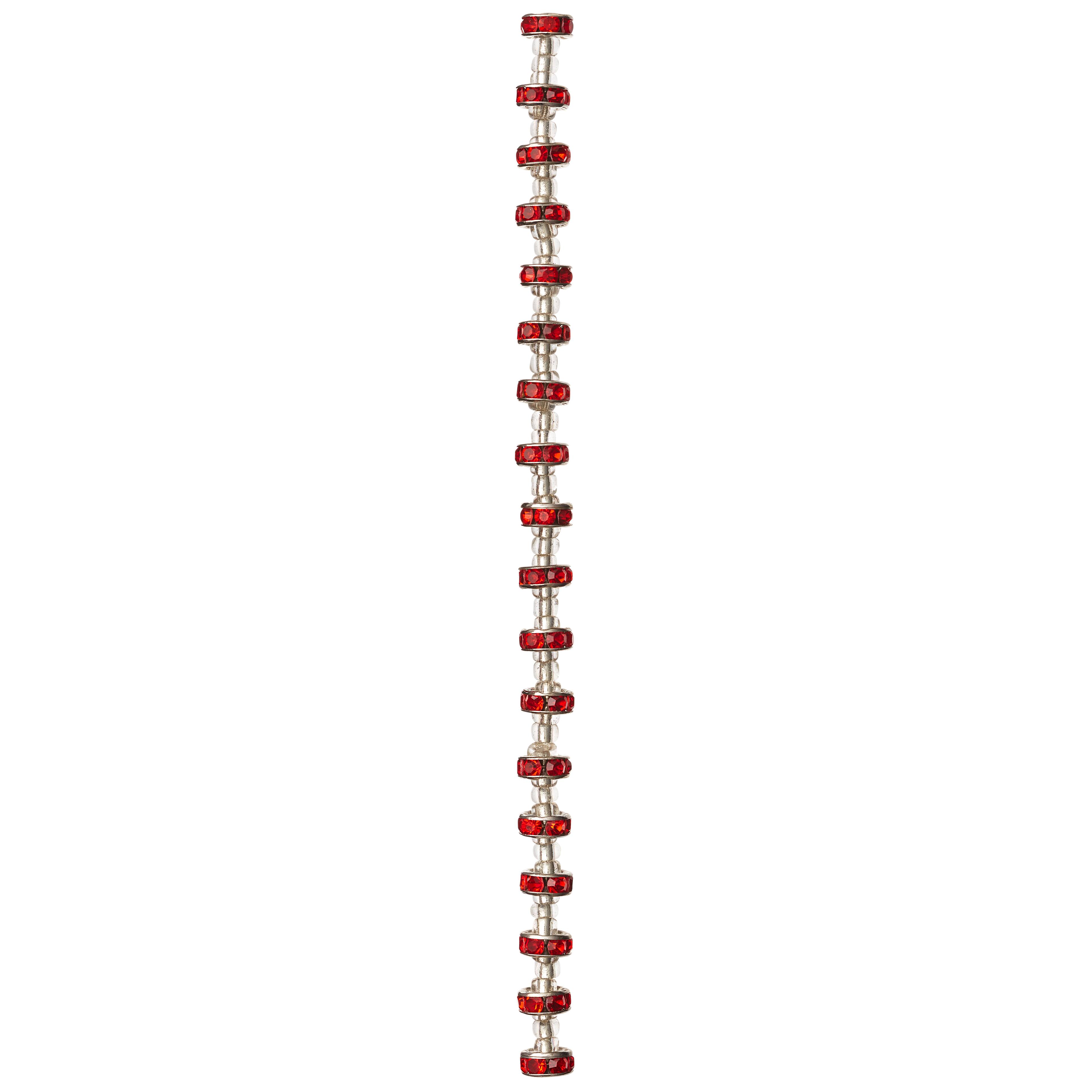12 Pack: Red Rhinestone Studded Rondelle Beads, 8mm by Bead Landing™