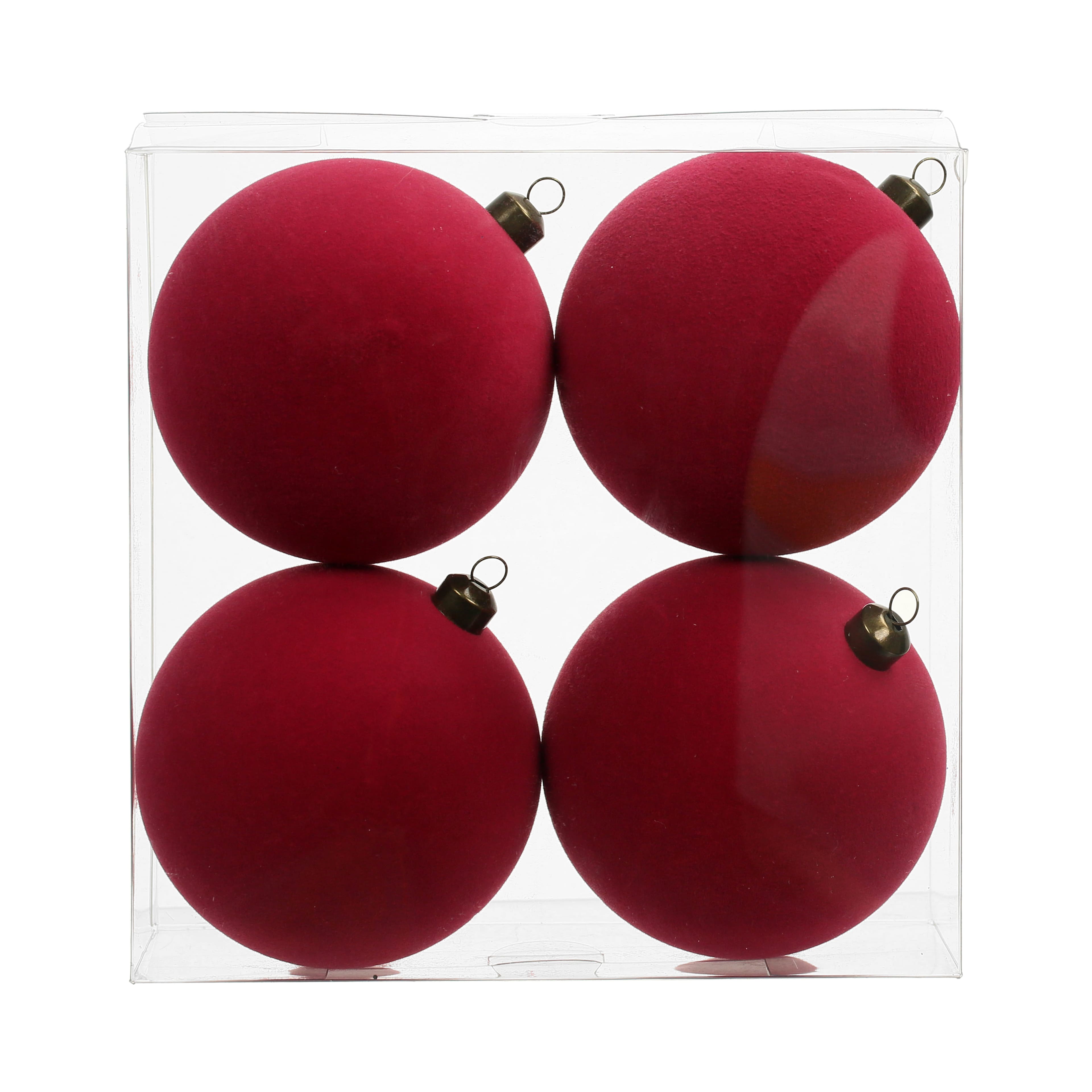 4 Pack 3.8&#x22; Flocked Shatterproof Ball Ornaments by Ashland&#xAE;