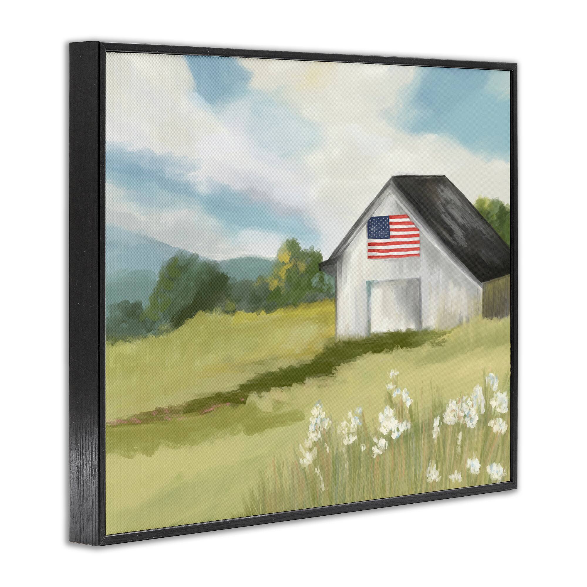 Stupell Industries American Flag on Barn Framed Giclee Art