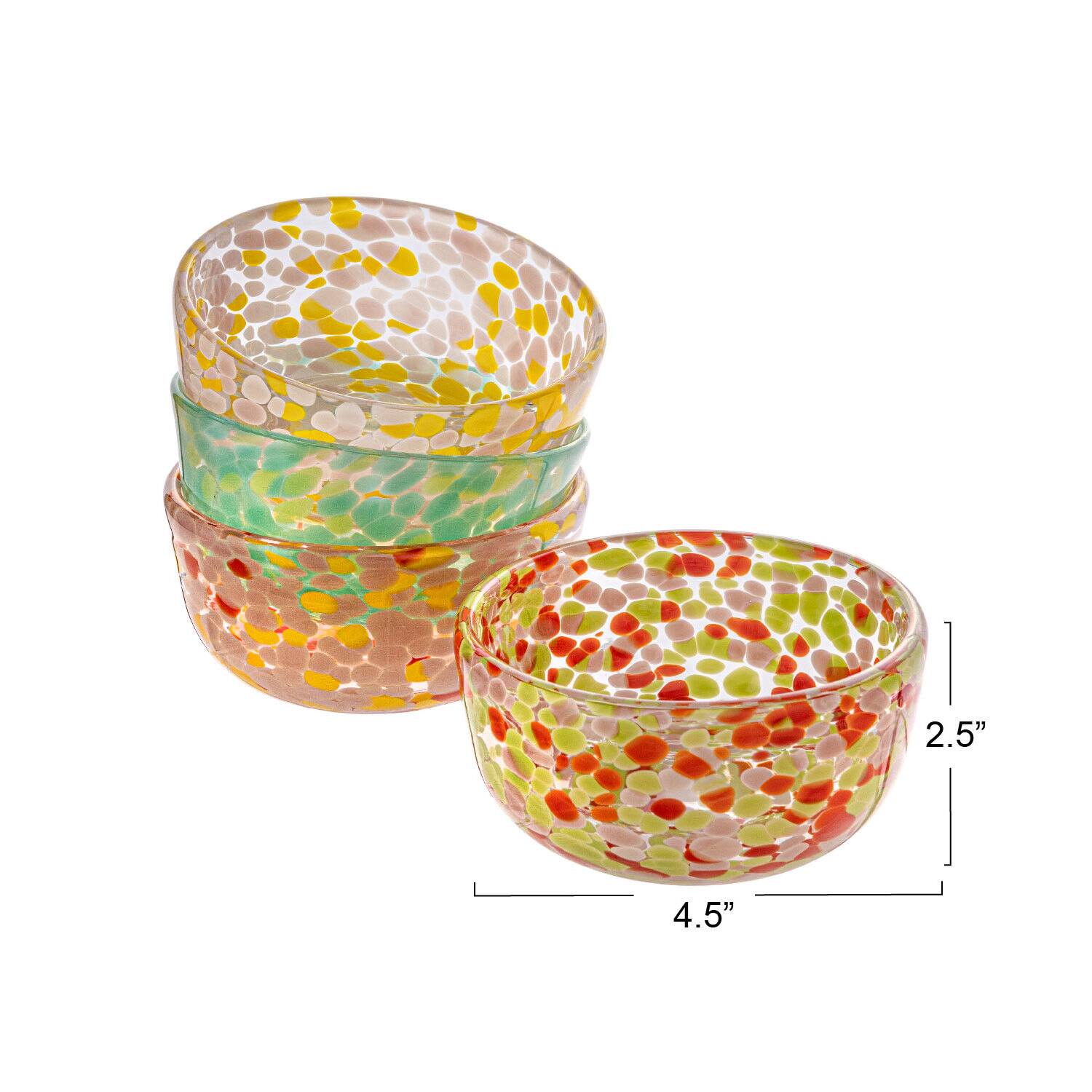 Hello Honey® 4.5" Multicolor Round Glass Bowls with Pattern Design Styles, 4ct.