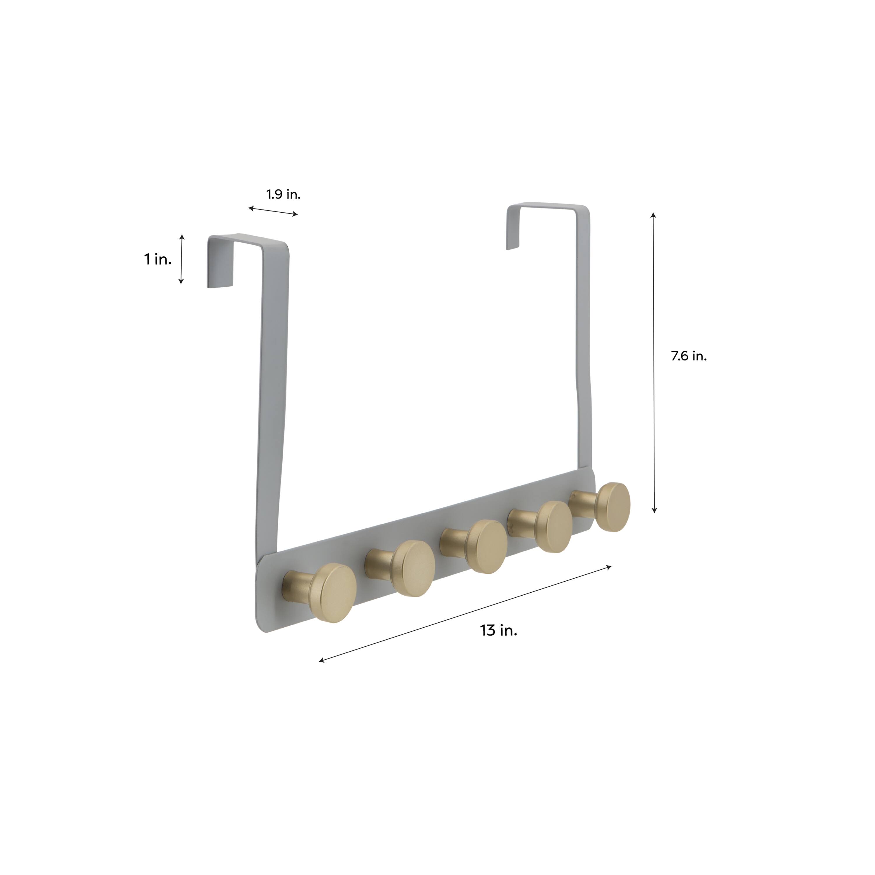 Elle D&#xE9;cor Gray 5 Hook Over the Door Hook