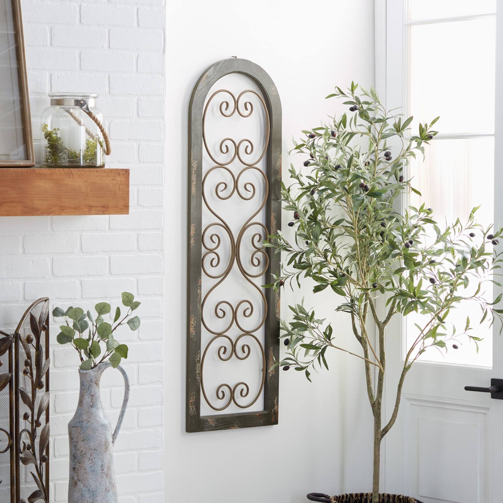 Brown Rustic Ornamental Metal Wall Decor, 48" x 15"