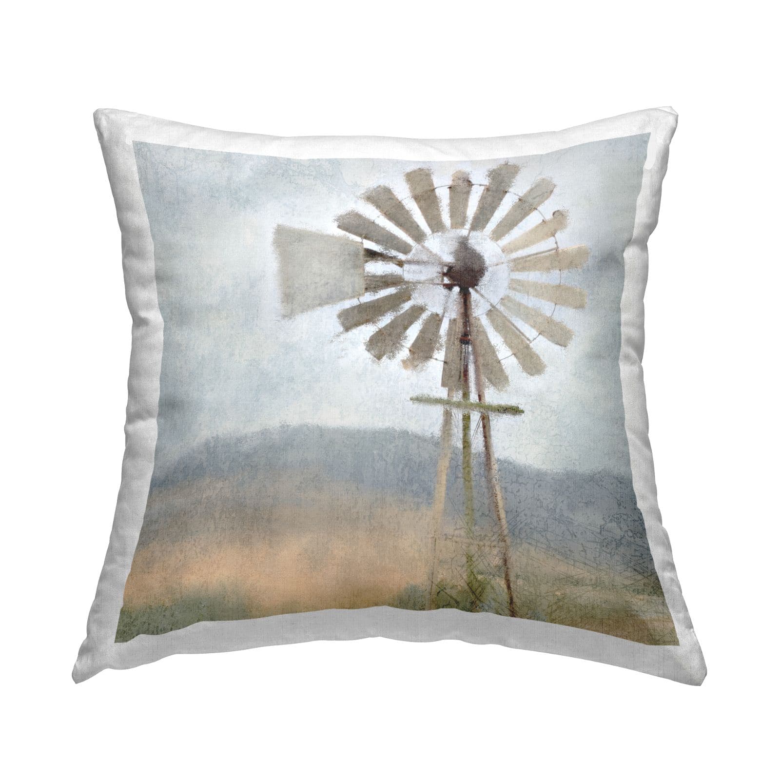 Stupell Industries Calm Country Windmill Rural Farm Scene Throw Pillow, 18" x 18"