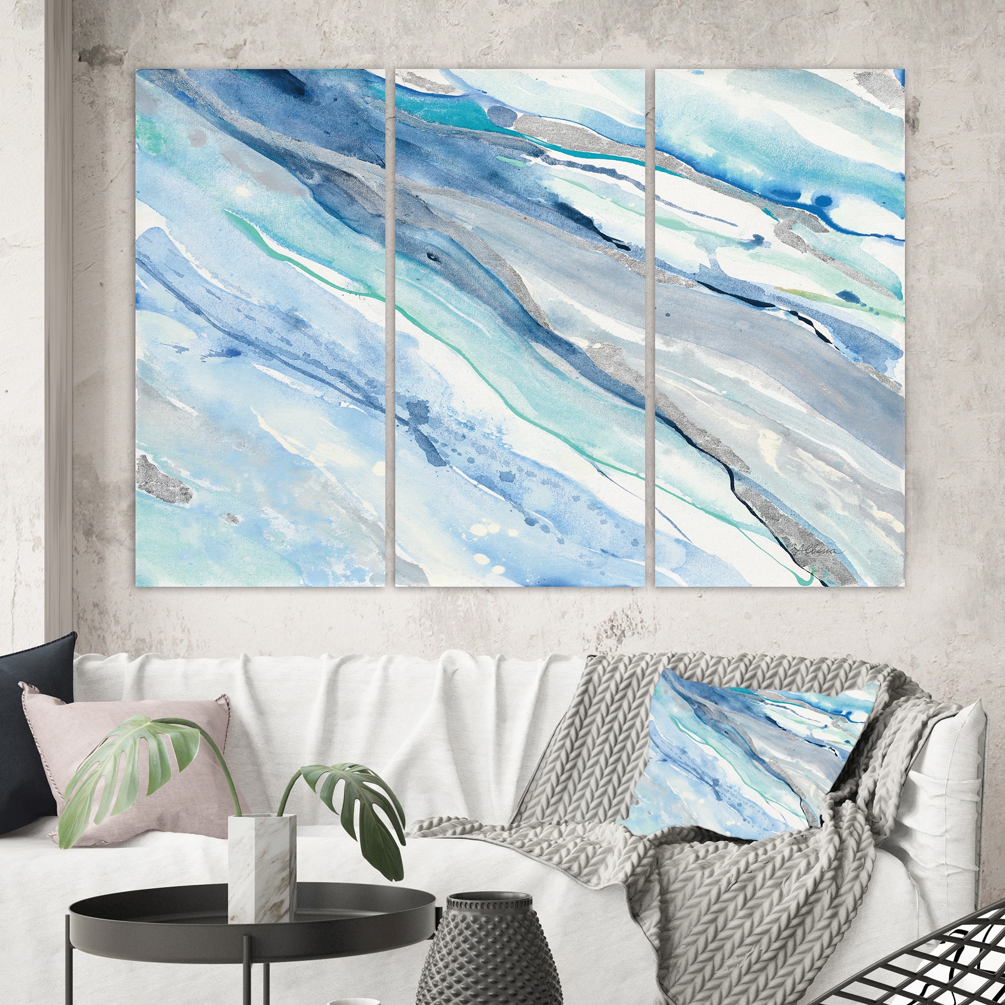 Designart - Blue Silver Spring II - Modern Lake House Gallery-wrapped Canvas