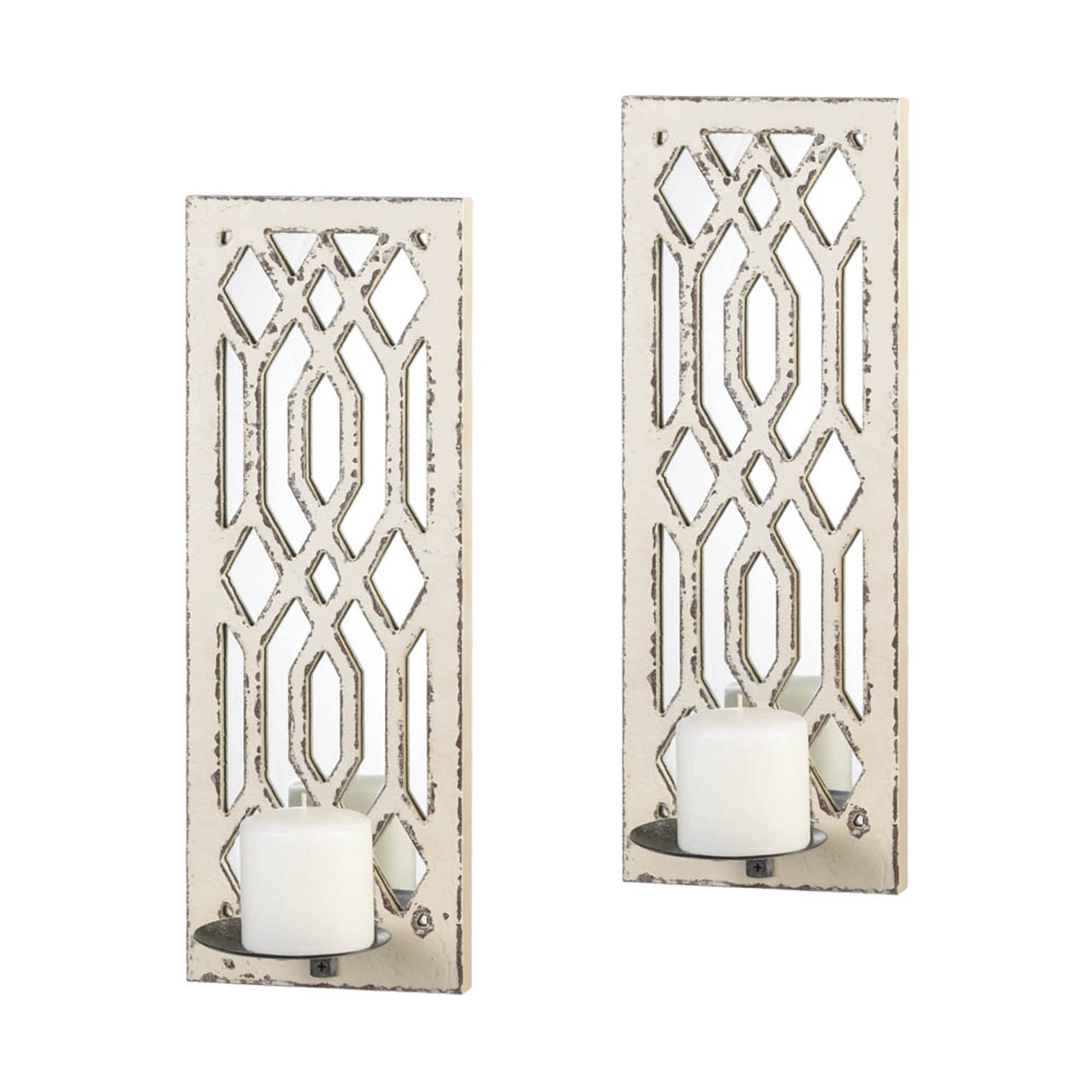 17'' Deco Mirror Candle Wall Sconce, 2ct.
