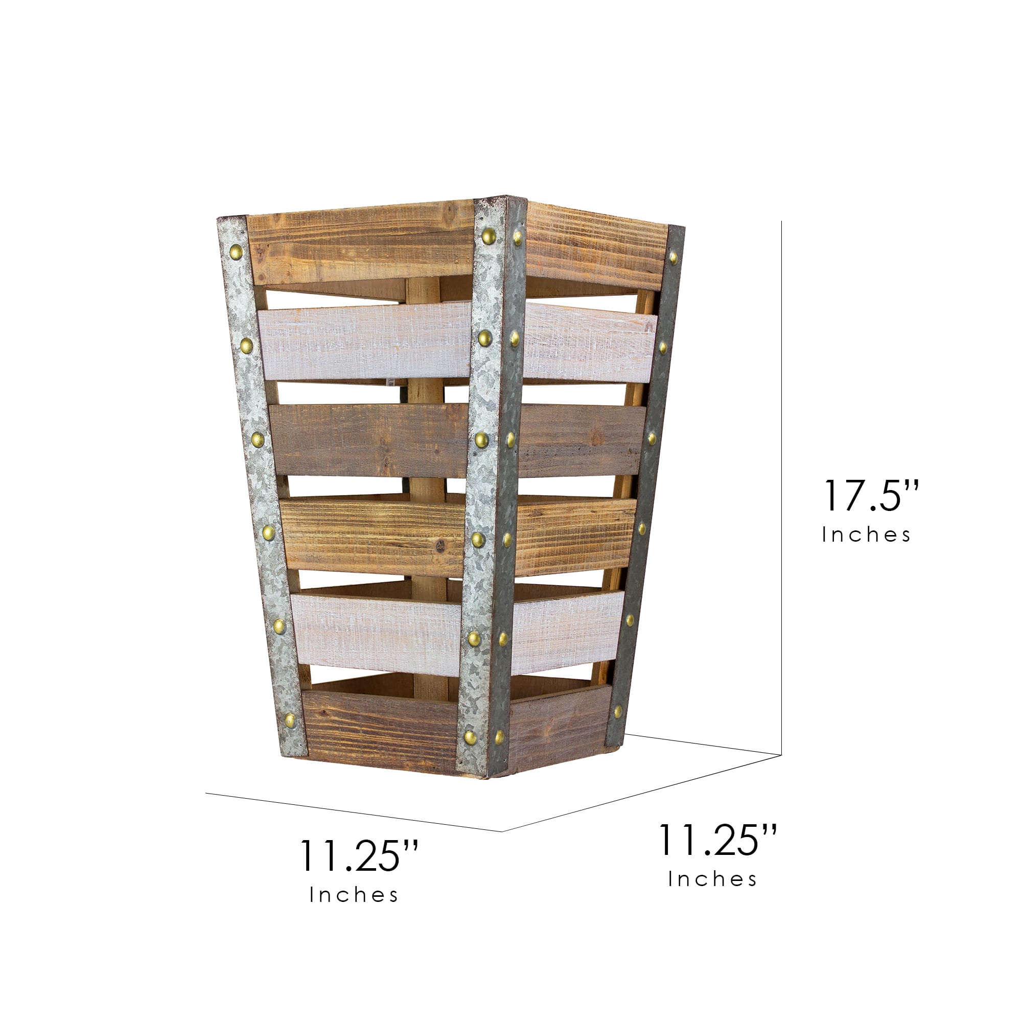 17.5&#x22; Wood &#x26; Metal Storage Crate