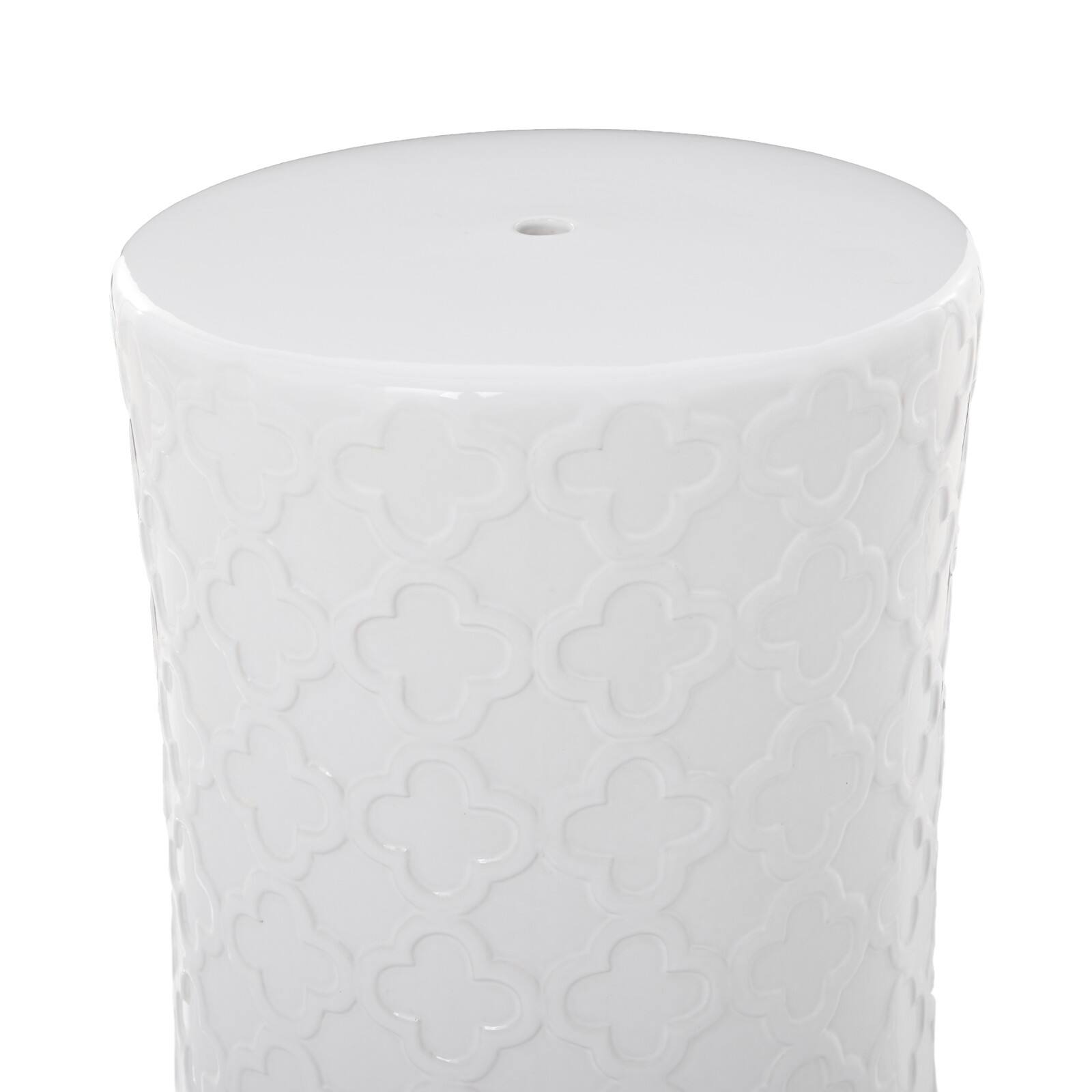 White Ceramic Contemporary Accent Table, 19&#x22; x 13&#x22; x 13&#x22;