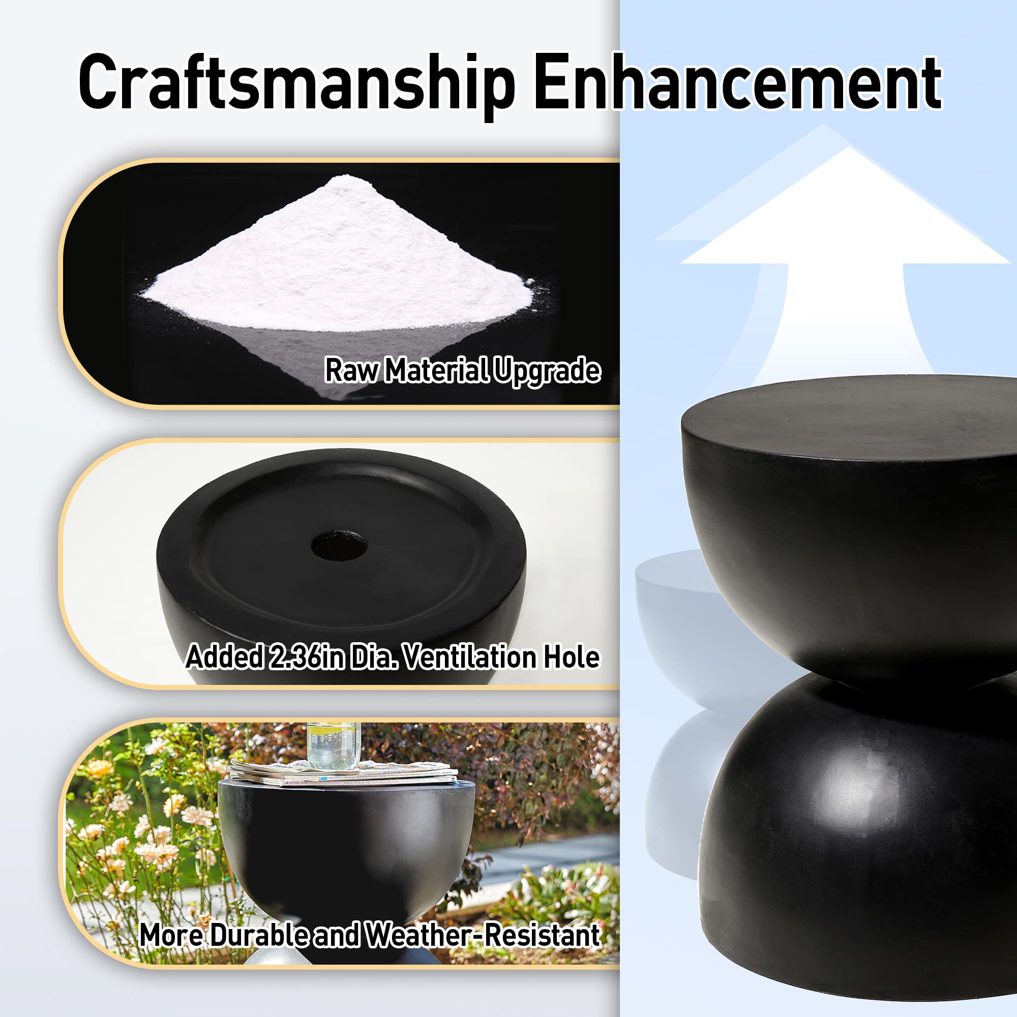 Glitzhome® 18" Multi-Functional Terrazzo Garden Stool