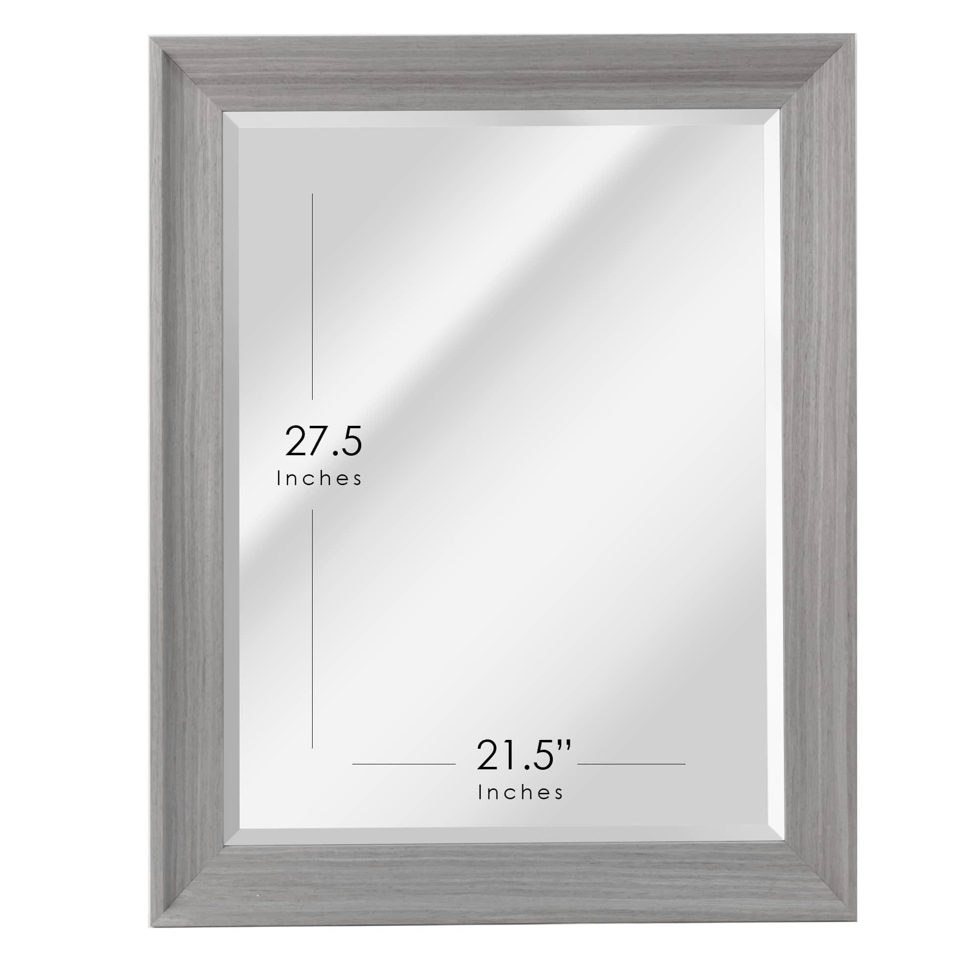 Head West Grey Wood Framed Beveled Accent Vanity Mirror