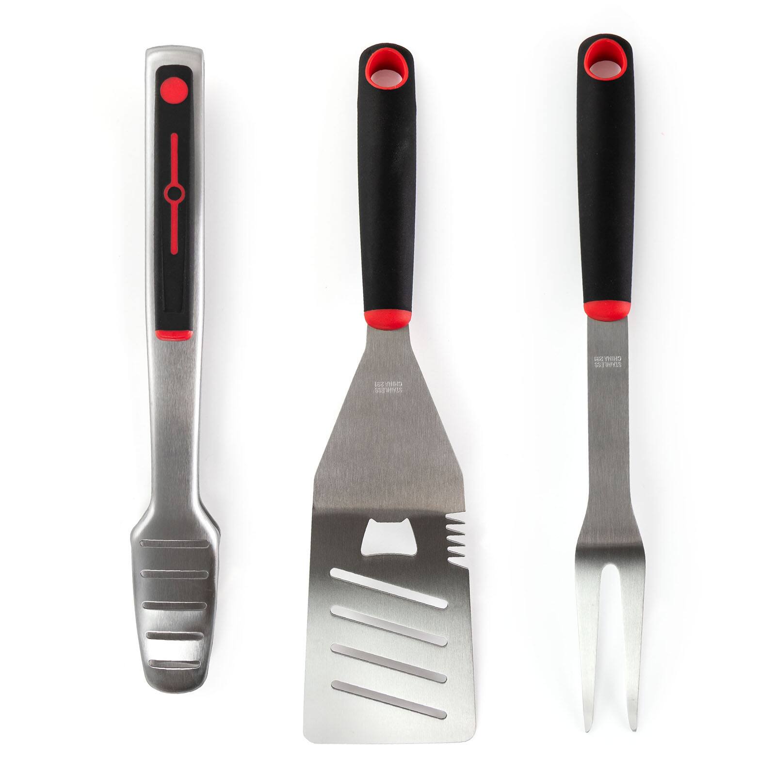 Gibson Home® Black & Red Huckleberry 3 Piece Stainless Steel BBQ Tool Set