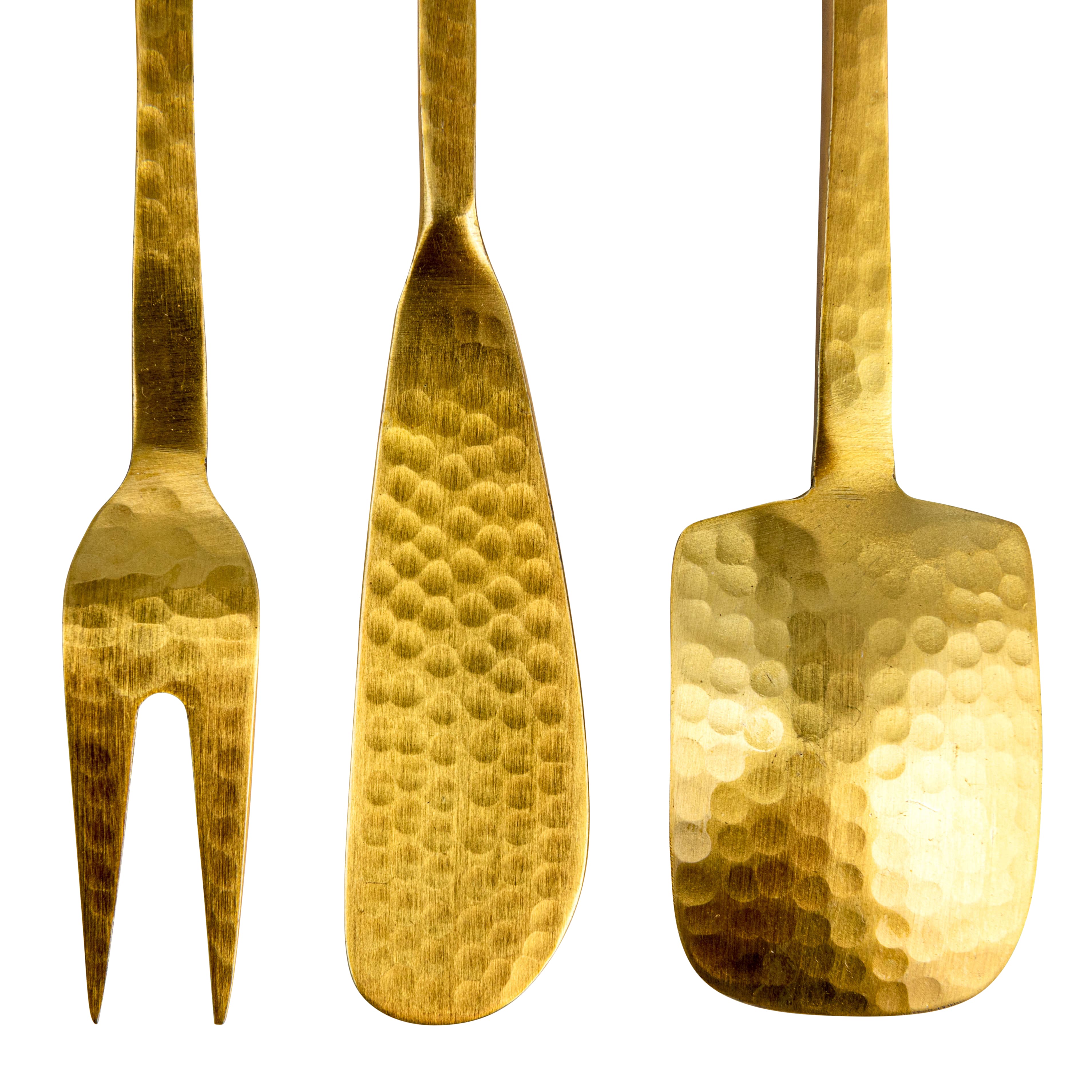 Gilded Hammered Stainless Steel Appetizer Utensil Set