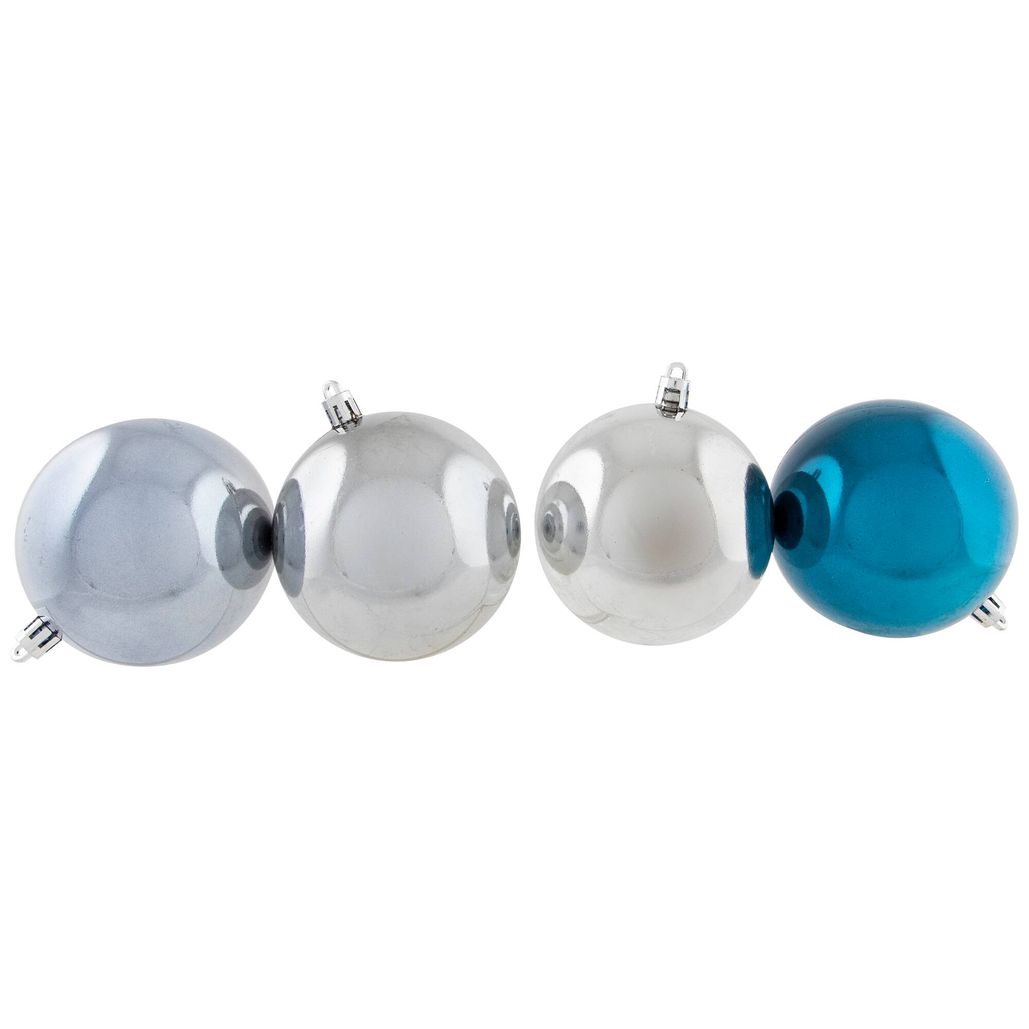 Shatterproof 2-Finish Christmas Ball Ornaments - 3.25" (80mm) - Blue and Silver - 32ct
