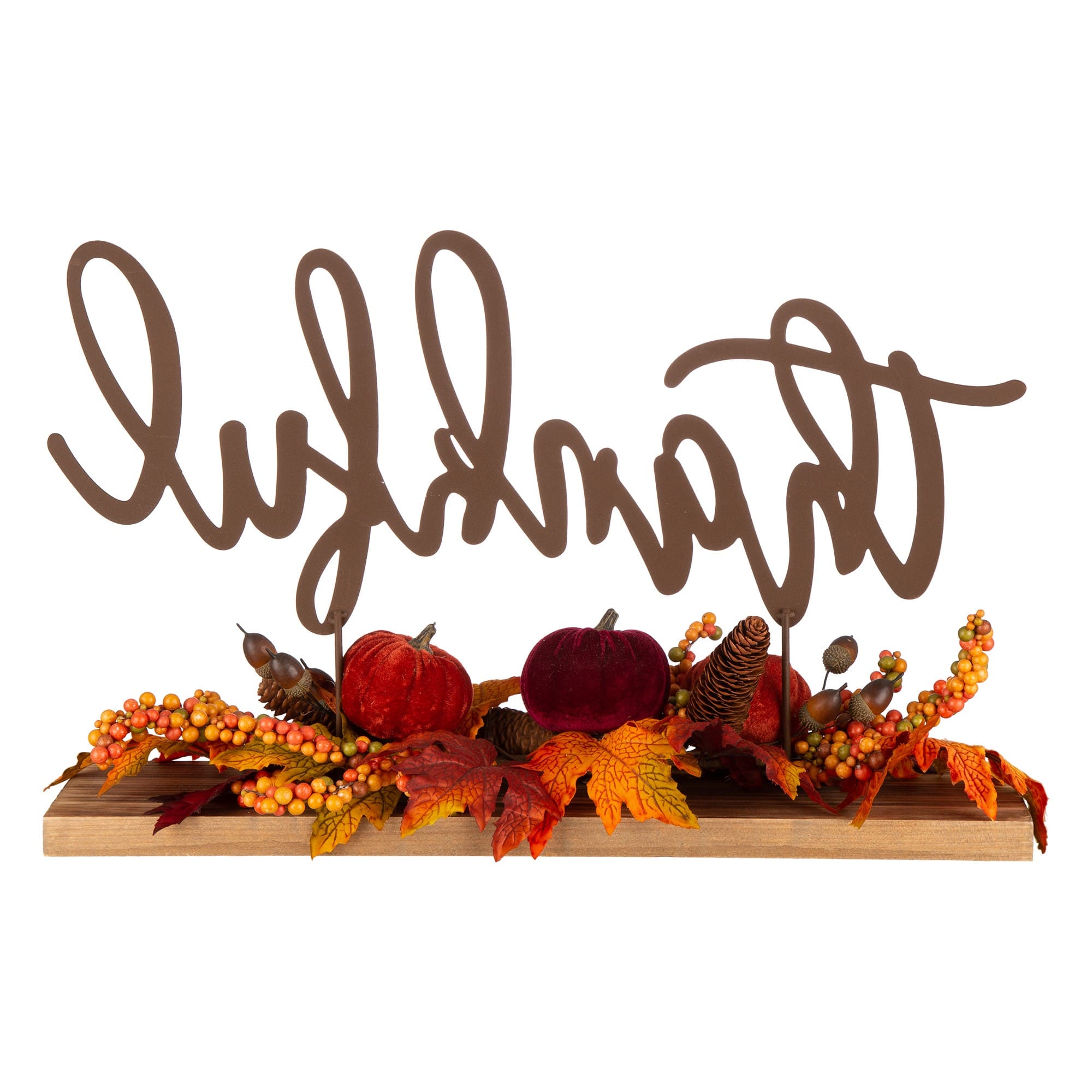 24&#x22; GlitzHome&#xAE; Thankful Floral Tabletop Sign