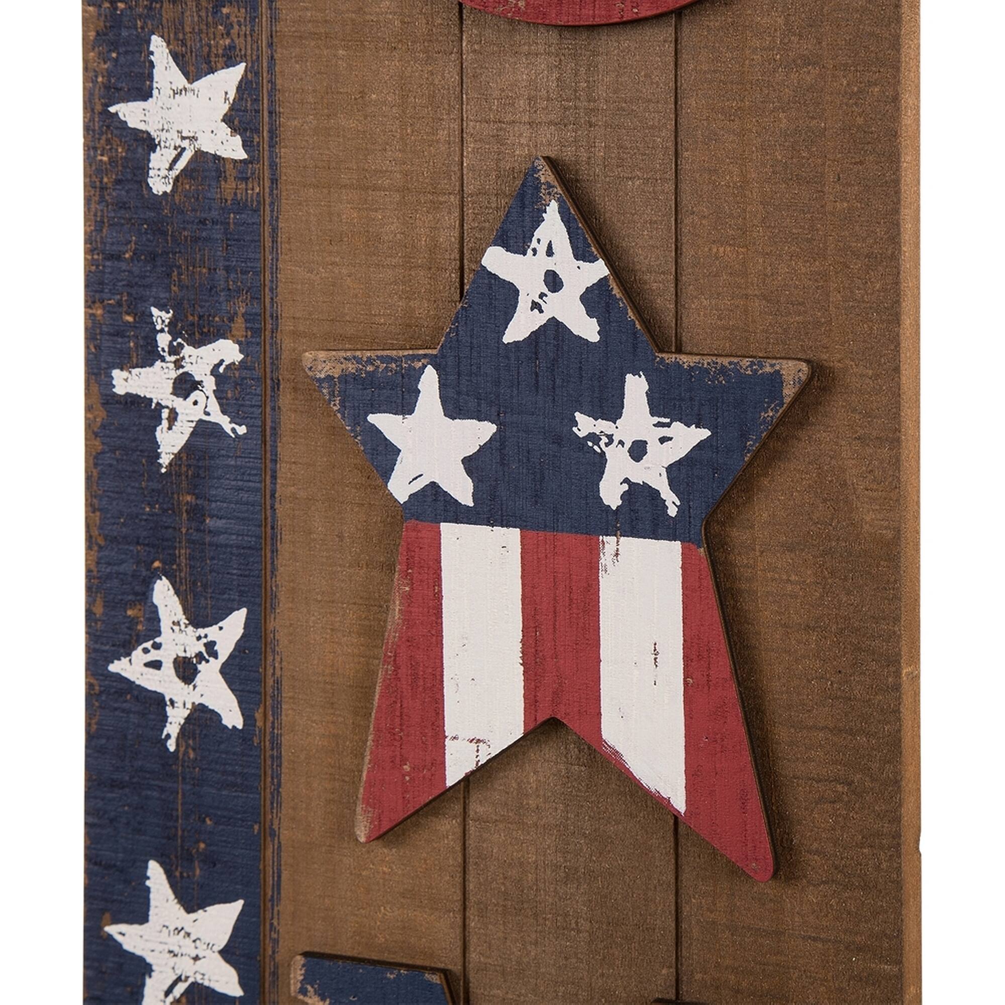 Glitzhome&#xAE; 42&#x22; Wood Welcome Stars Porch Sign