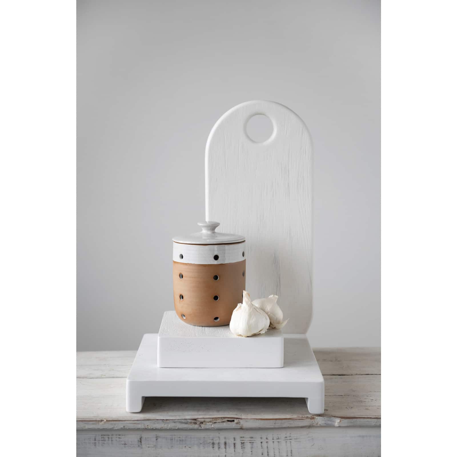 Hello Honey® 19" Textured White Acacia Wood Cheese/Serving Board