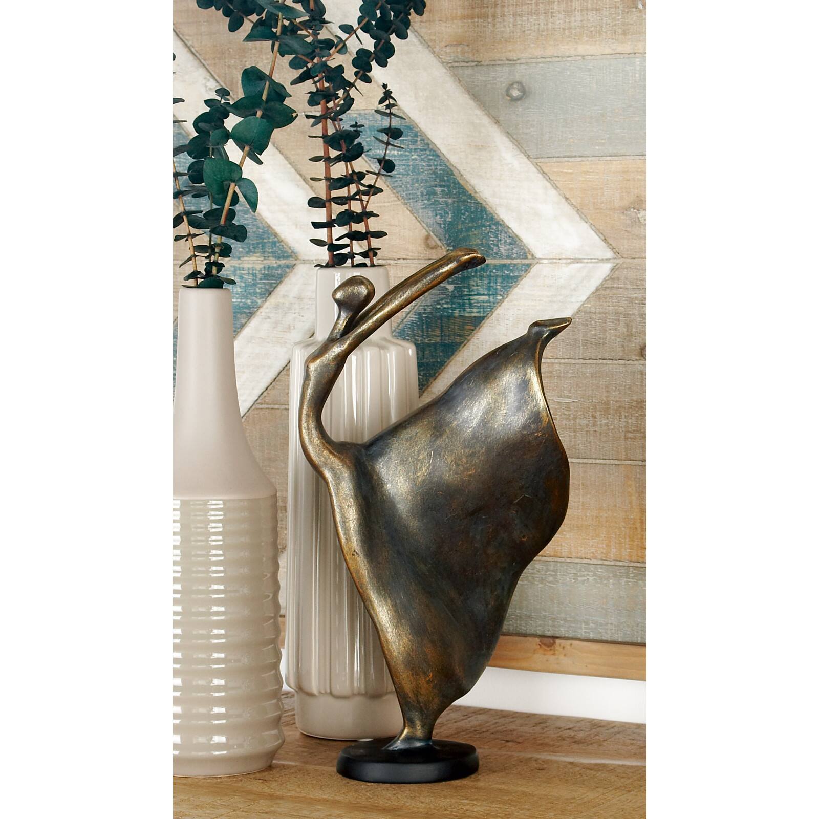 Brass Polystone Traditional Sculpture, Dancer 13&#x22; x 7&#x22; x 5&#x22;