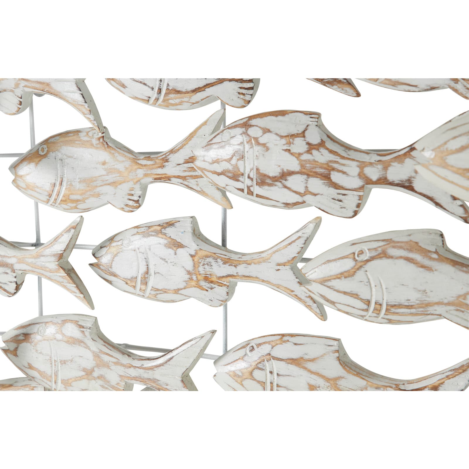 37" White Wood Fish Coastal Wall Decor