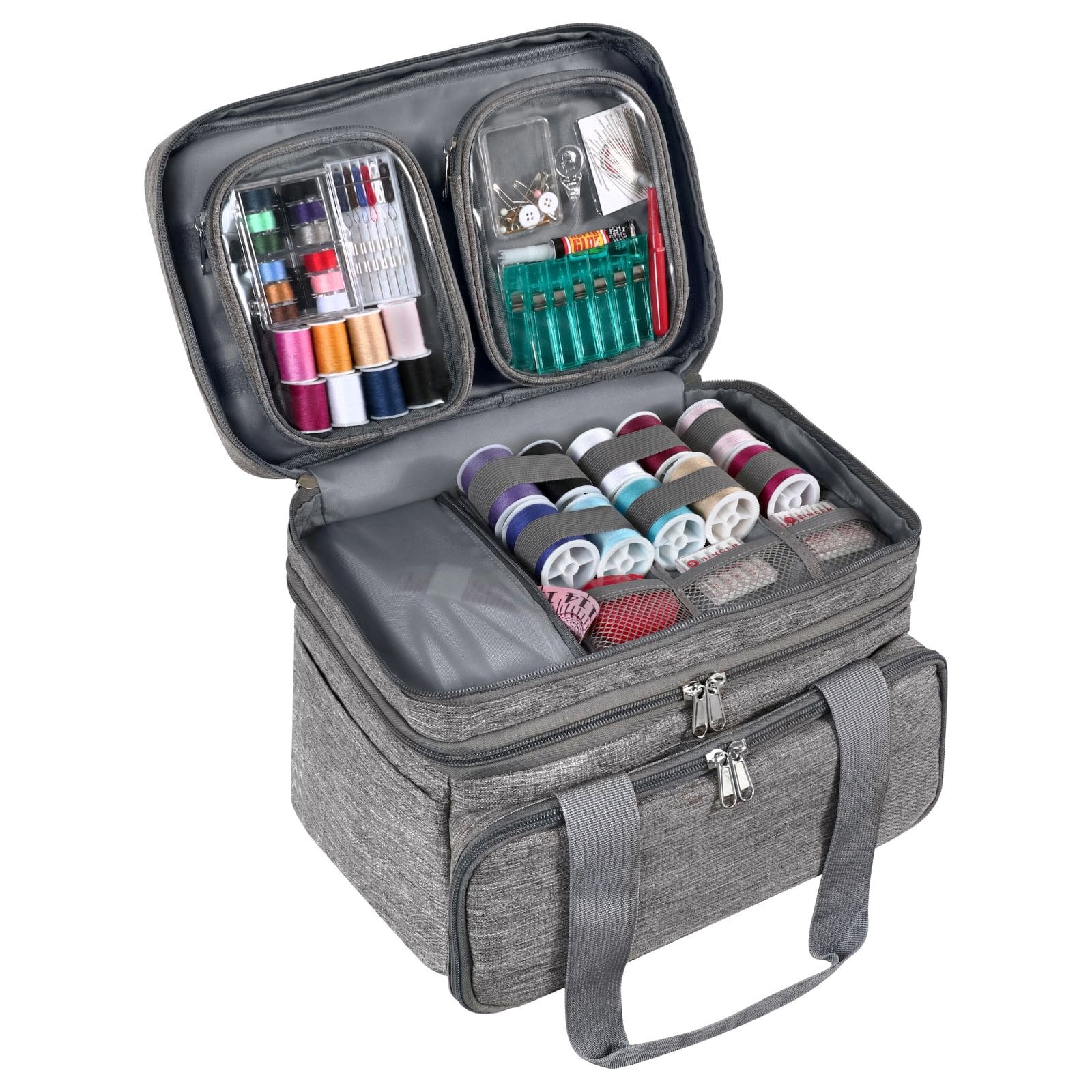 SINGER&#xAE; Large Gray Collapsible Sewing Supplies Organizer