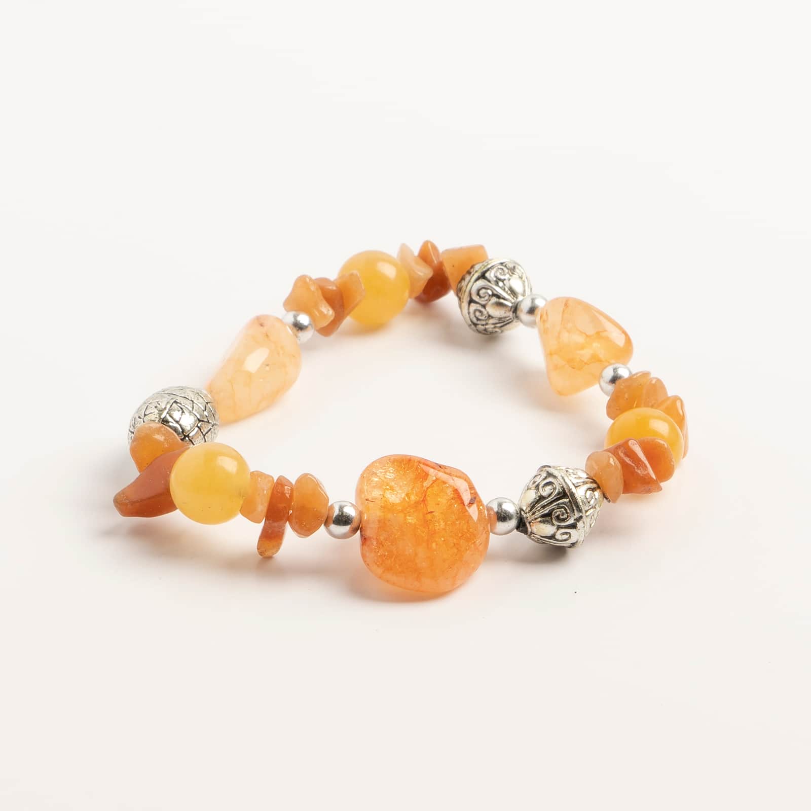 John Bead Crystal Orange-Dyed Citrine Natural Stone Bracelet