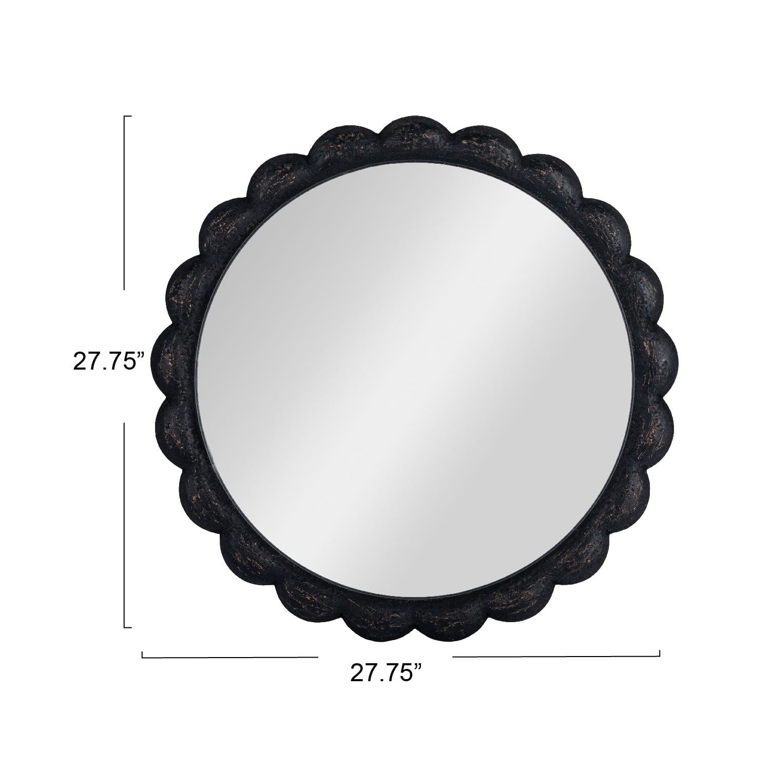Hello Honey® 27" Black Round Scalloped Wood Wall Mirror