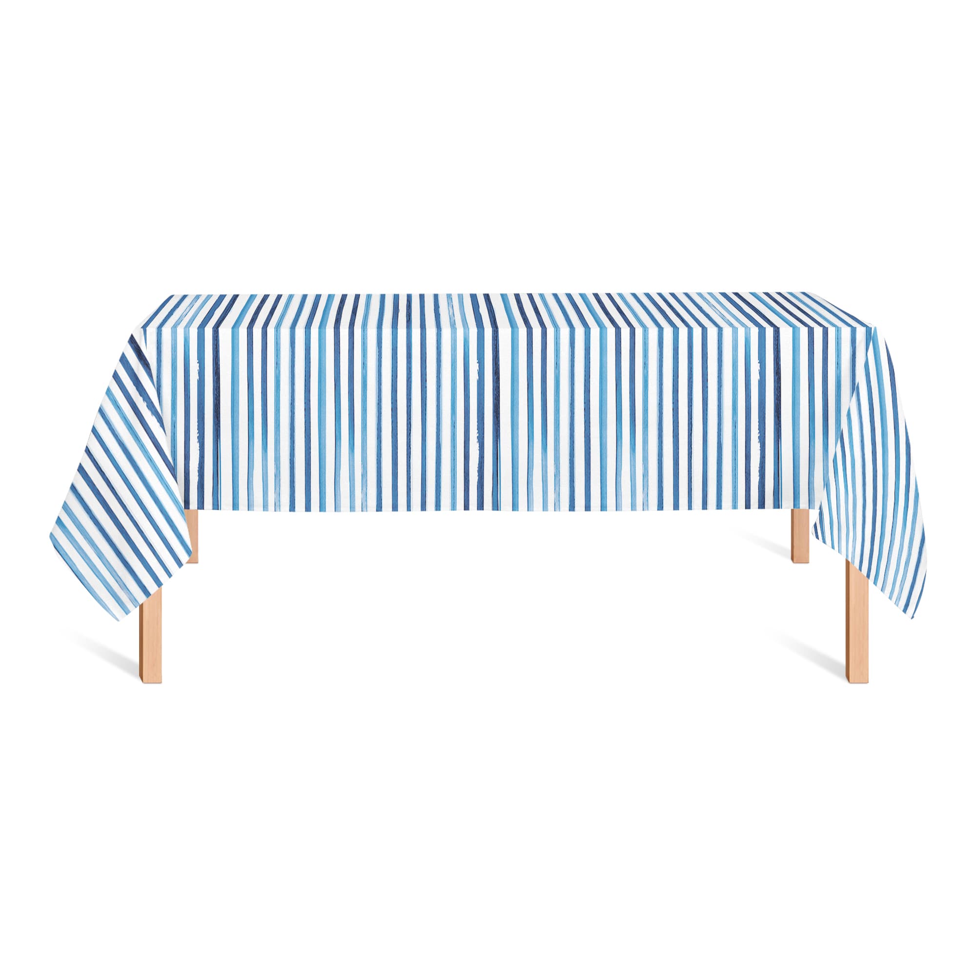 102" Blue Watercolor Stripes Tablecloth