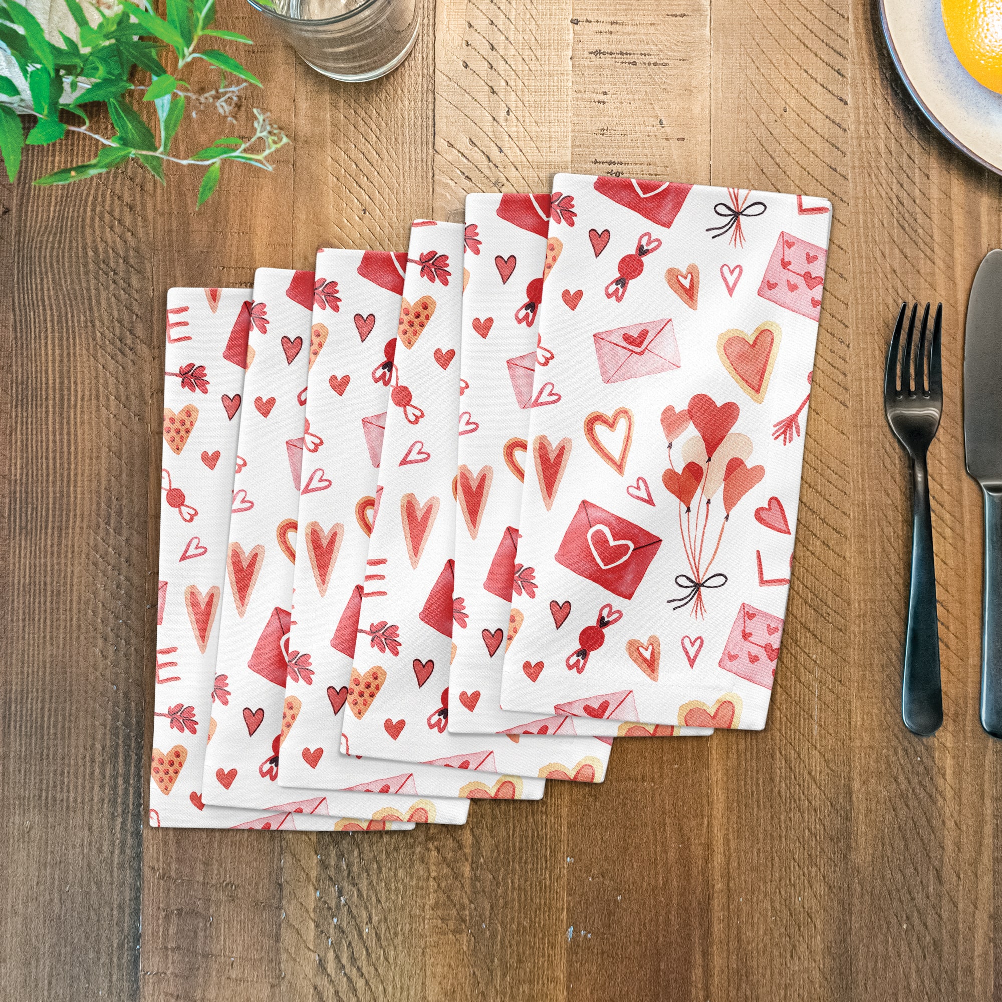 Valentine's Balloon & Note Beverage Napkin