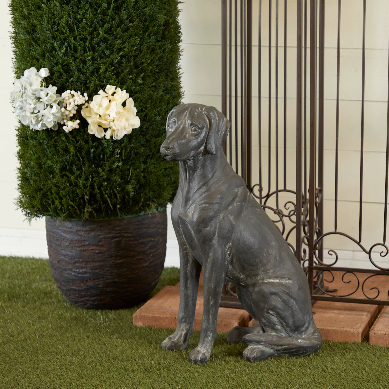 Black Modern farmhouse Dog Garden Sculpture, 10" x 17" x 25" Michaels