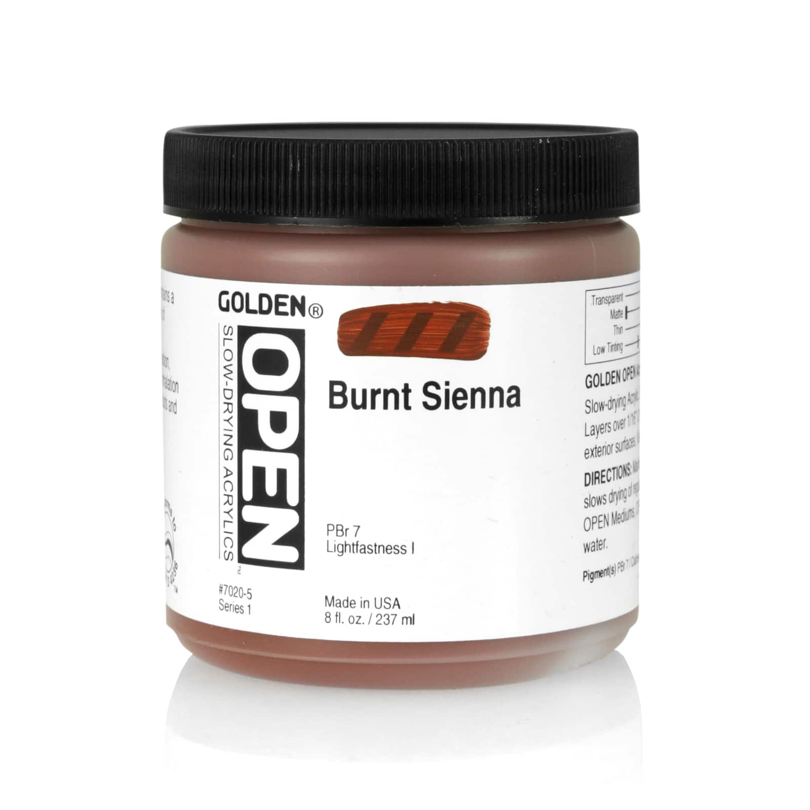 Golden OPEN Slow Drying Acrylics, 8 oz Paint in Burnt Sienna