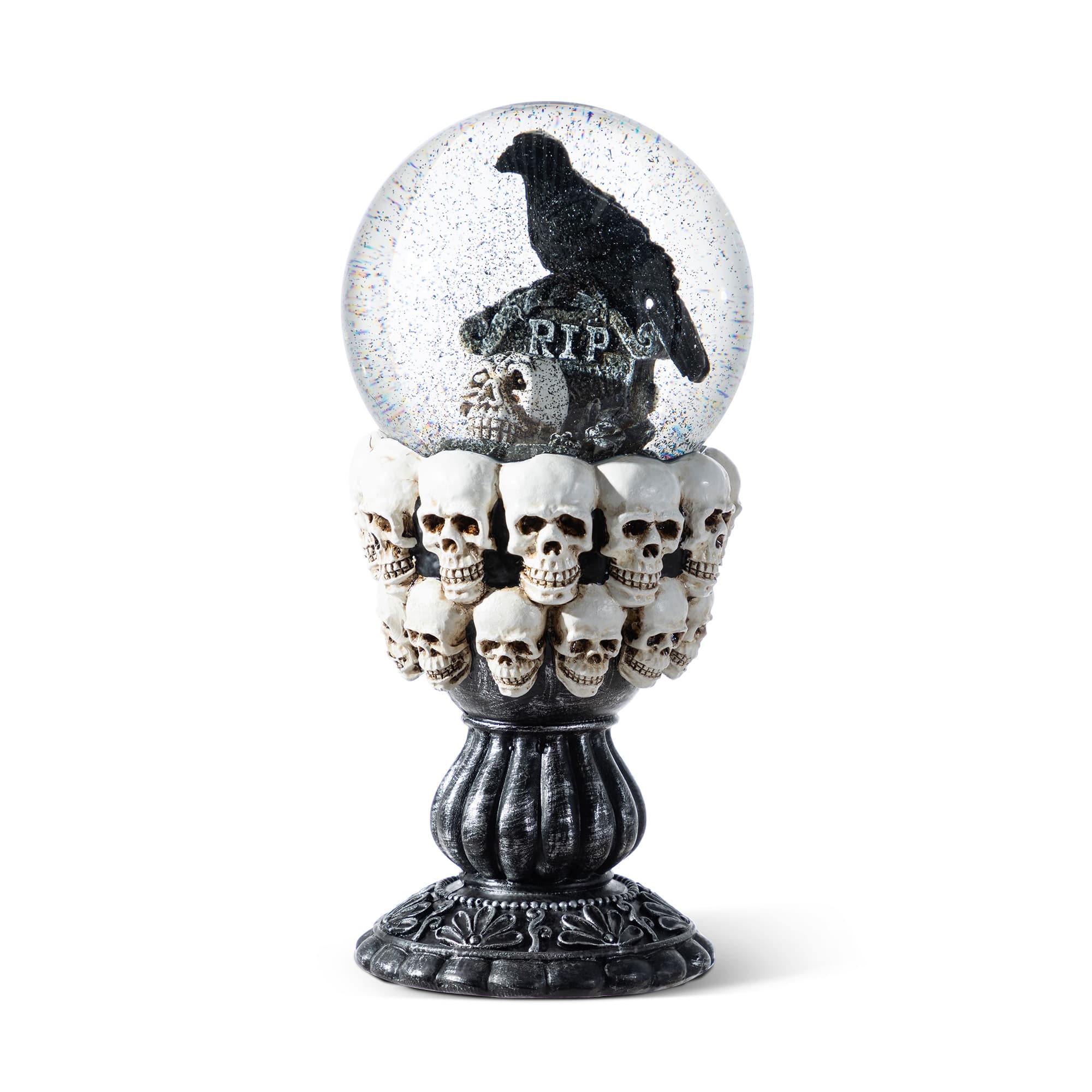 Glitzhome&#xAE; 100mm 7.25&#x22;H Halloween Resin Stacked Skull Waterglobe