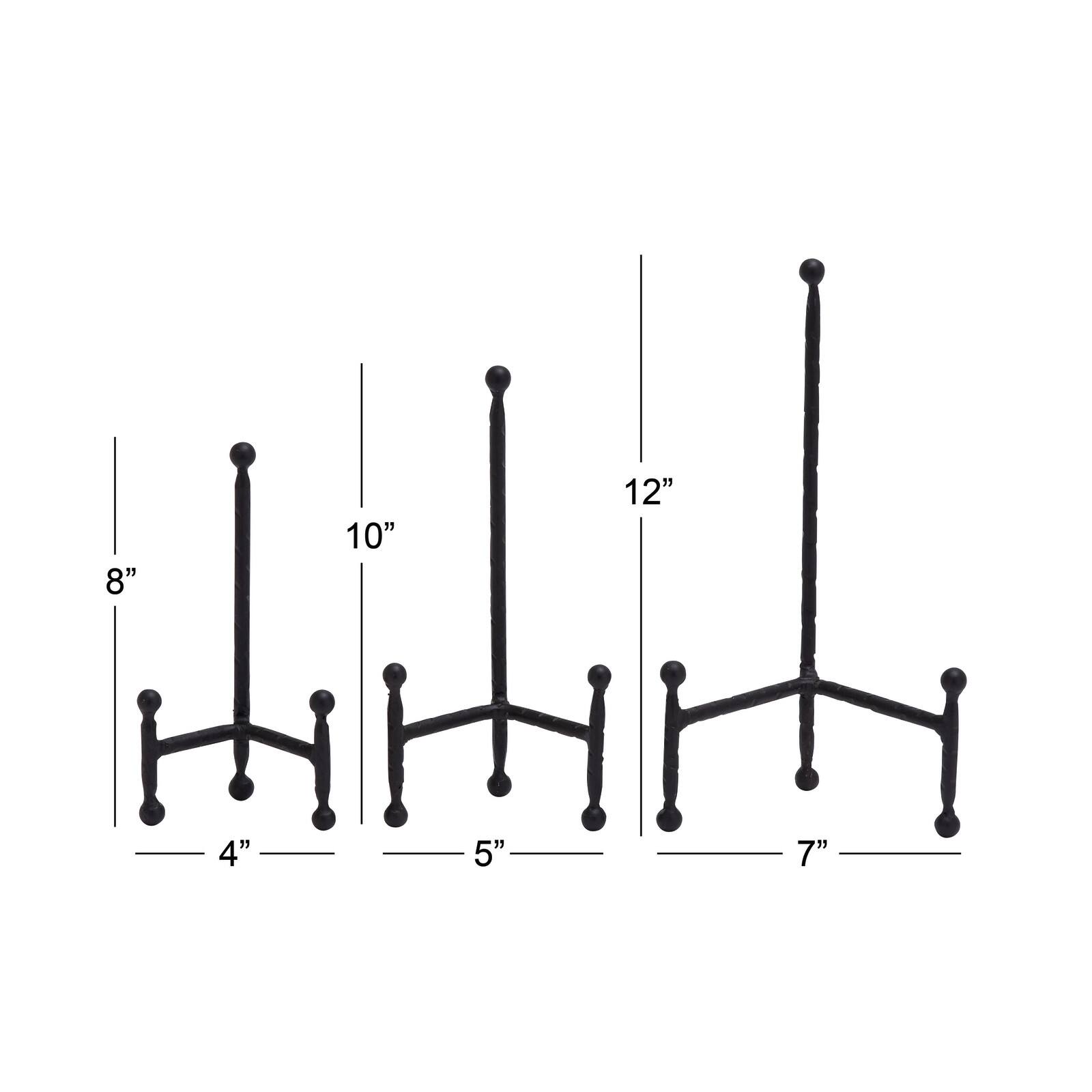 Set of 3" Black Metal Modern Easel, 12", 10", 8"