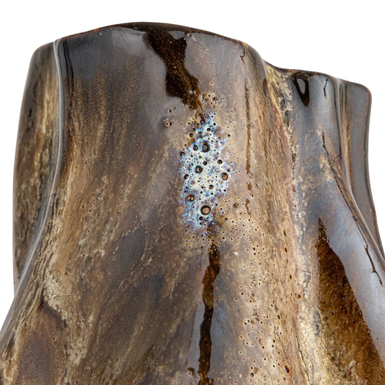 Hello Honey&#xAE; 10.5&#x22; Multicolor Hand-Painted Stoneware Organic Vase with Reactive Glaze